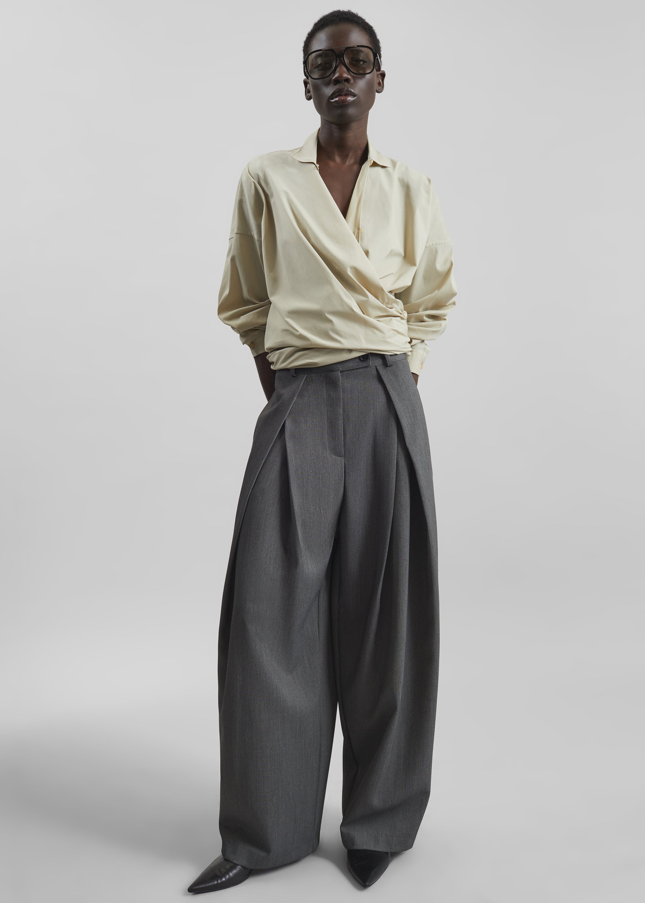 Shop the look image for Avray Pleated Trousers - Grey