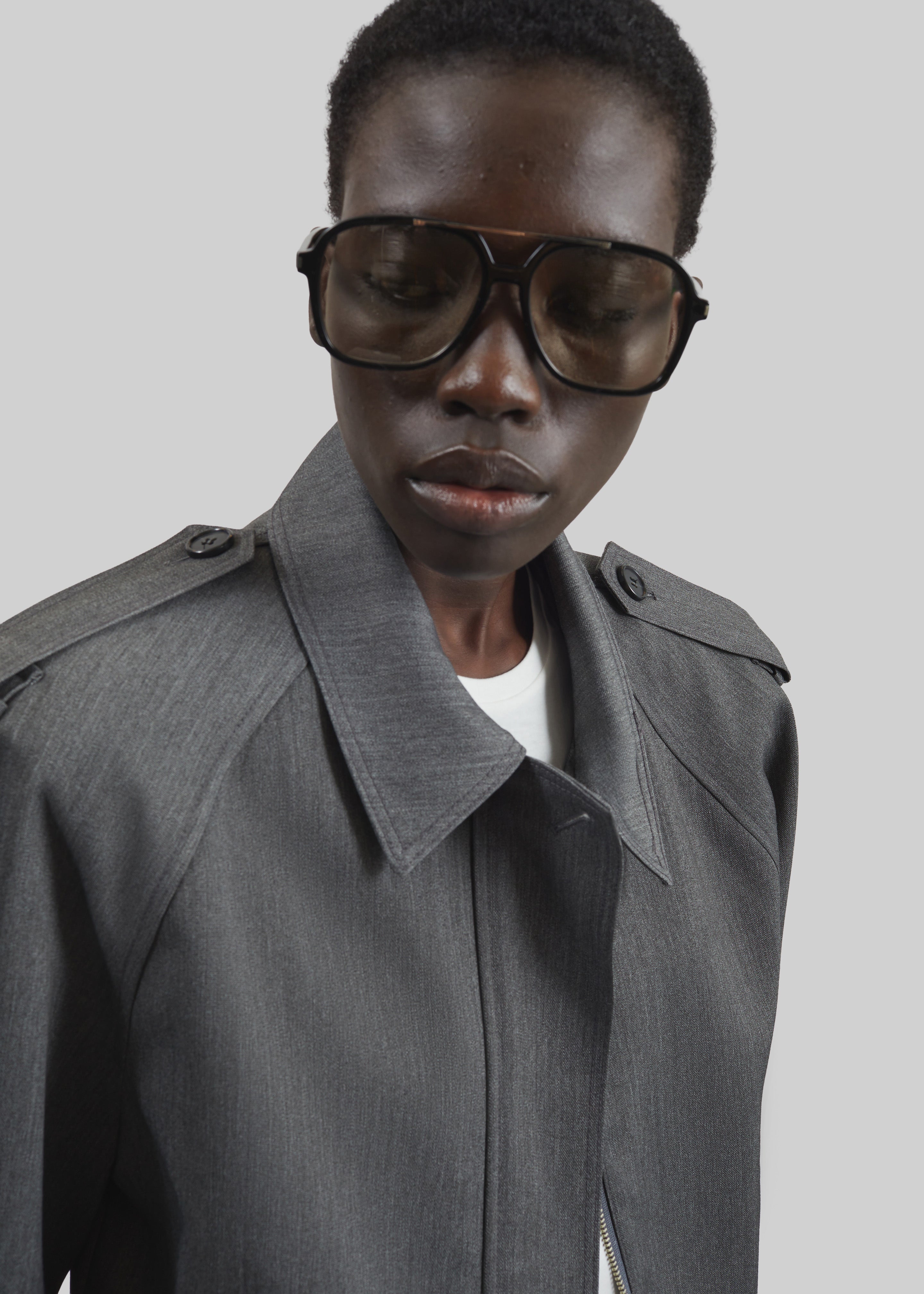 Avray Short Trench - Grey – The Frankie Shop Avray Short Trench - Grey – The Frankie Shop