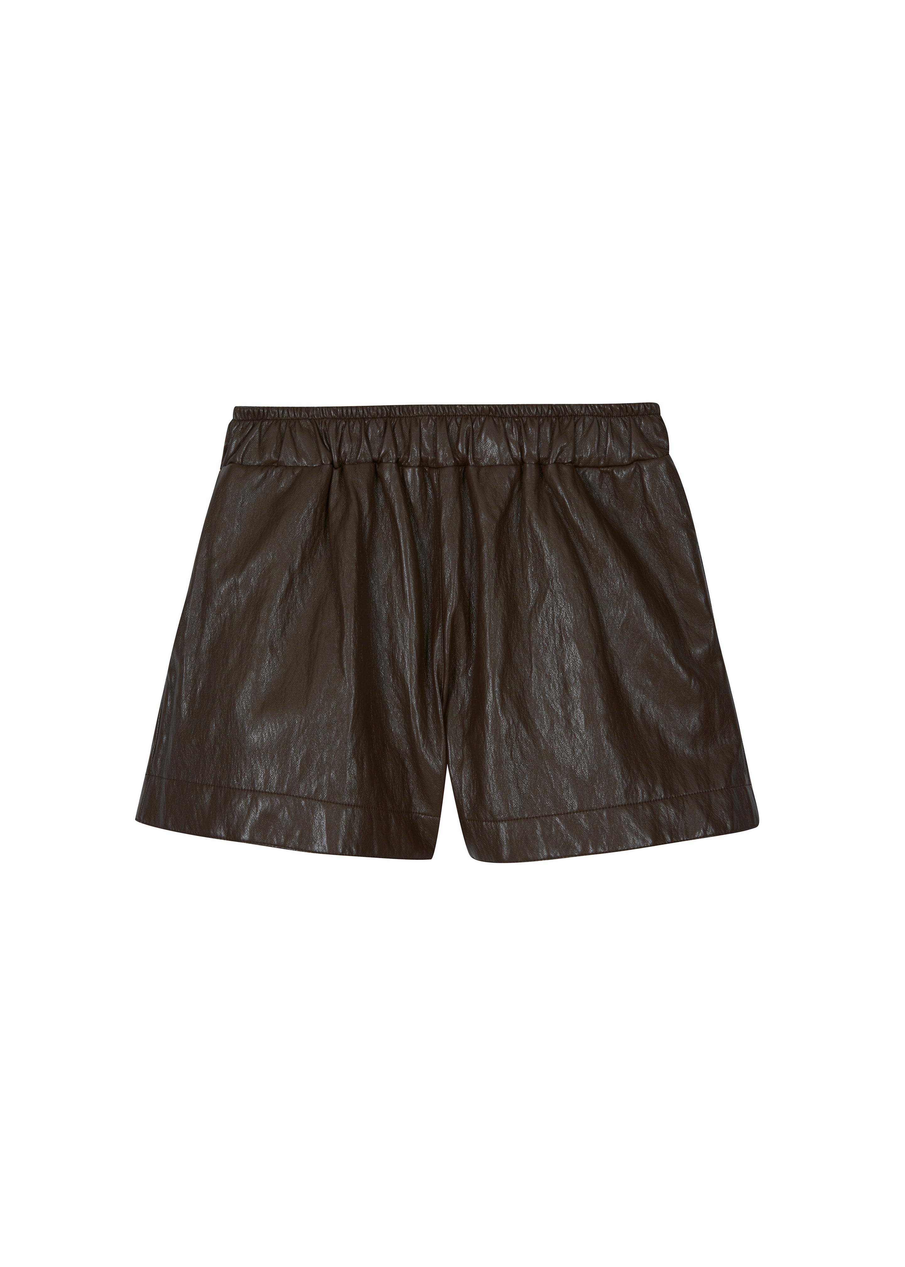 Axelle Faux Leather Shorts - Brown - 8