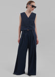 Ayah Pleated Trousers - Navy