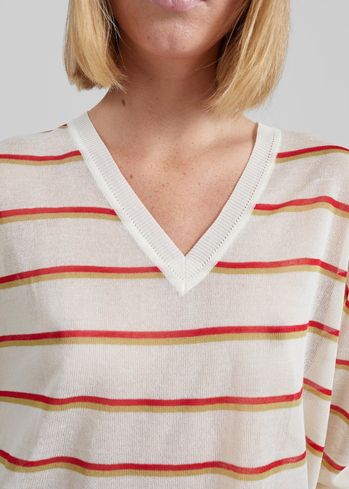 Ayen Sheer Knit Top - Ivory Multi Stripe - 2
