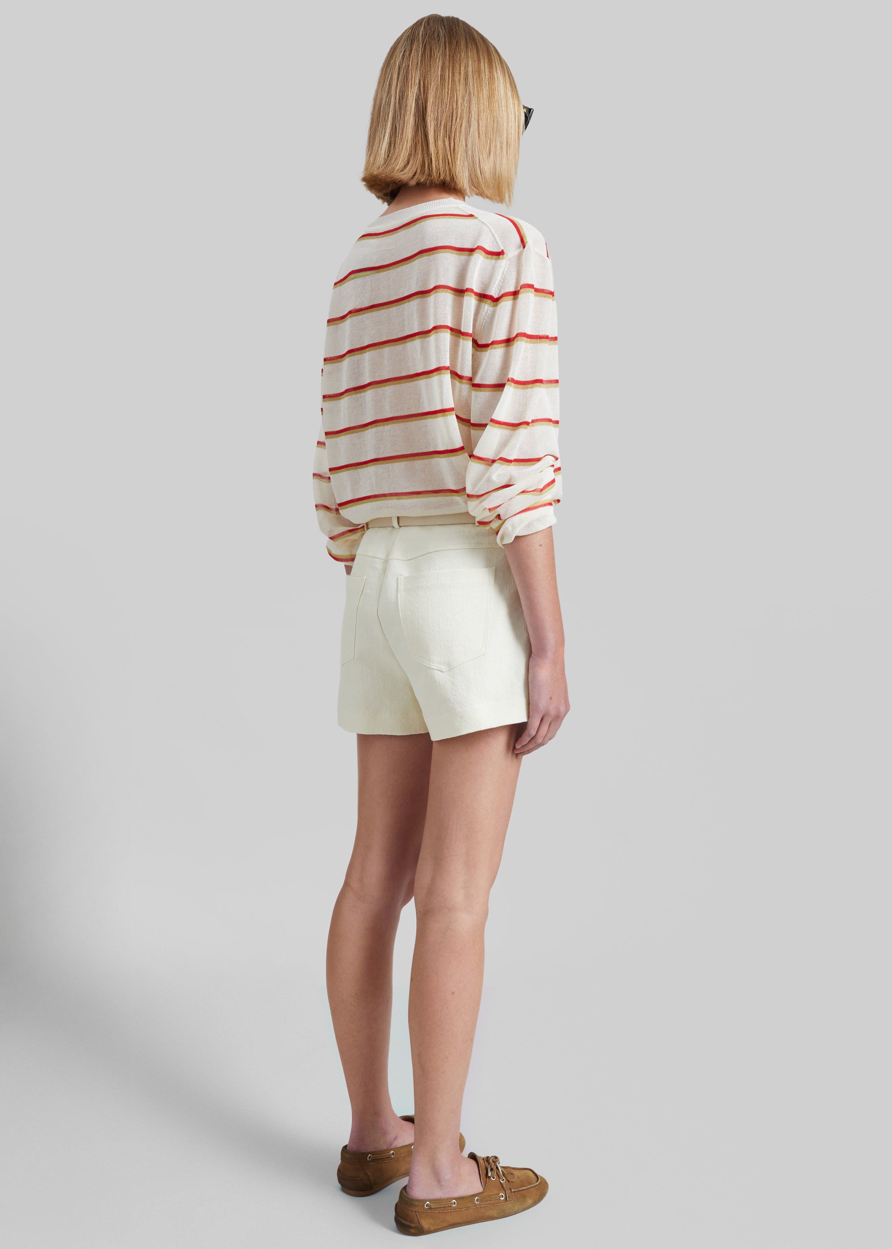 Ayen Sheer Knit Top - Ivory Multi Stripe - 5