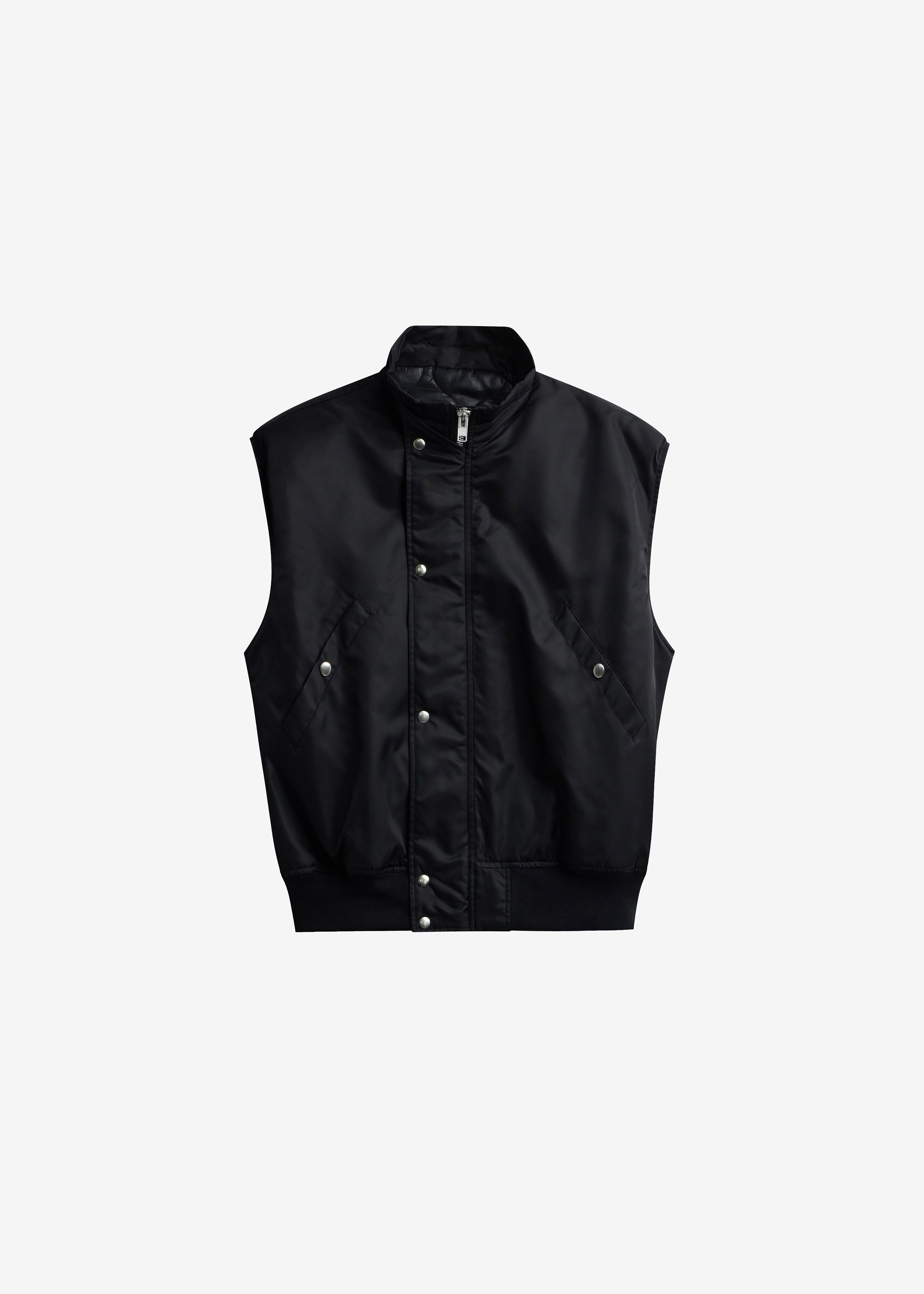 Aysen Sleeveless Bomber Jacket - Black - 8