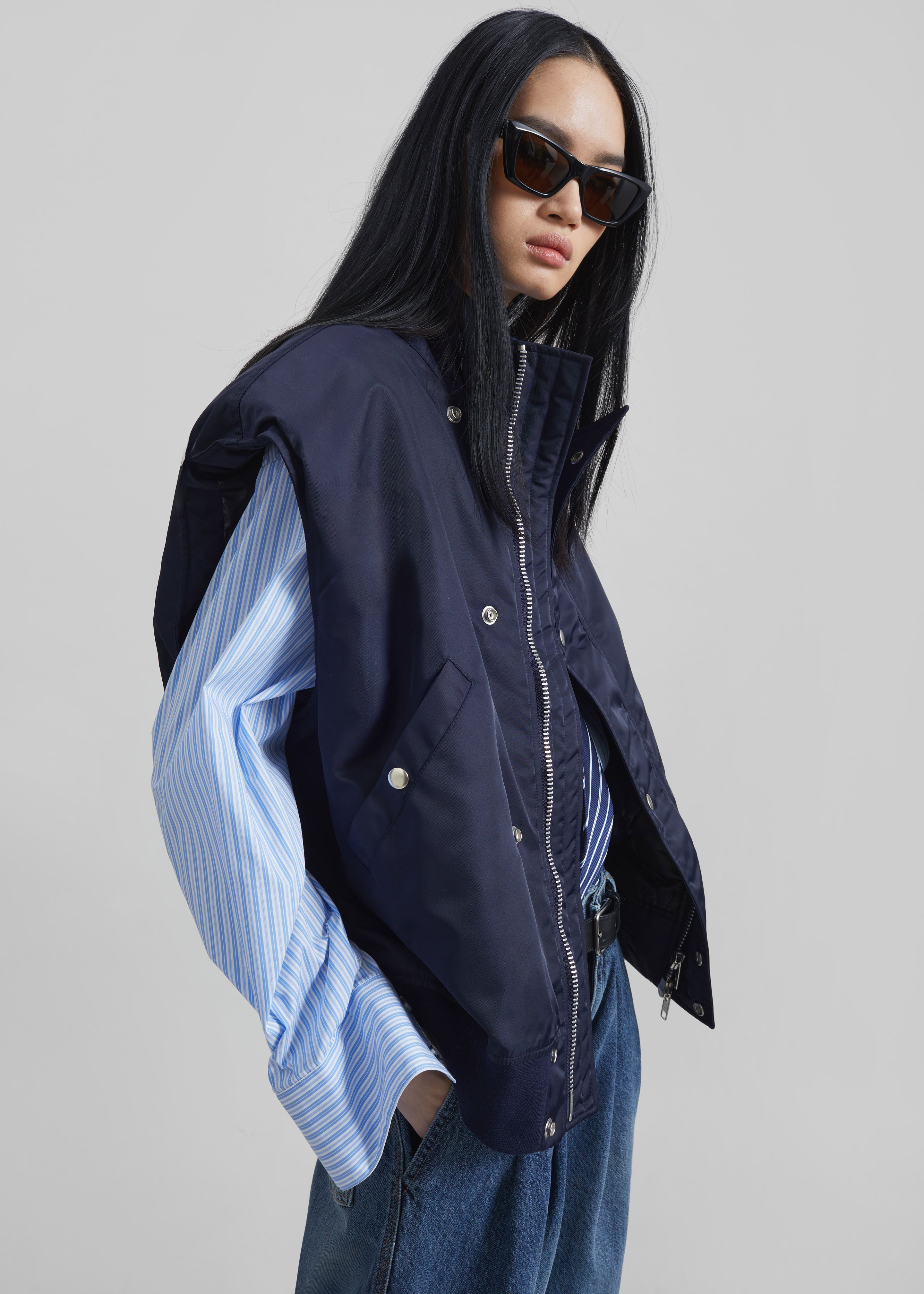 Aysen Sleeveless Bomber Jacket - Navy - 6