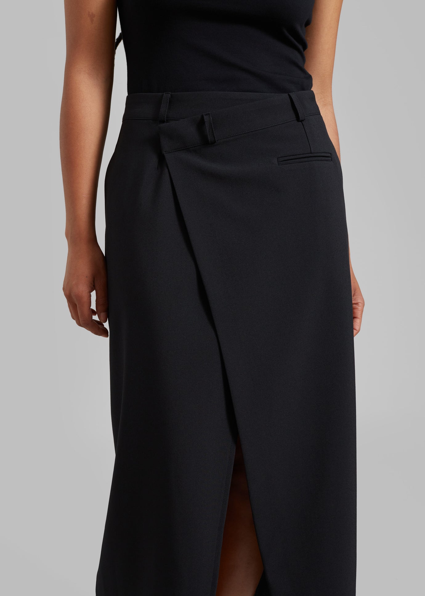 Annabel Asymmetric Midi Skirt - Black - 1