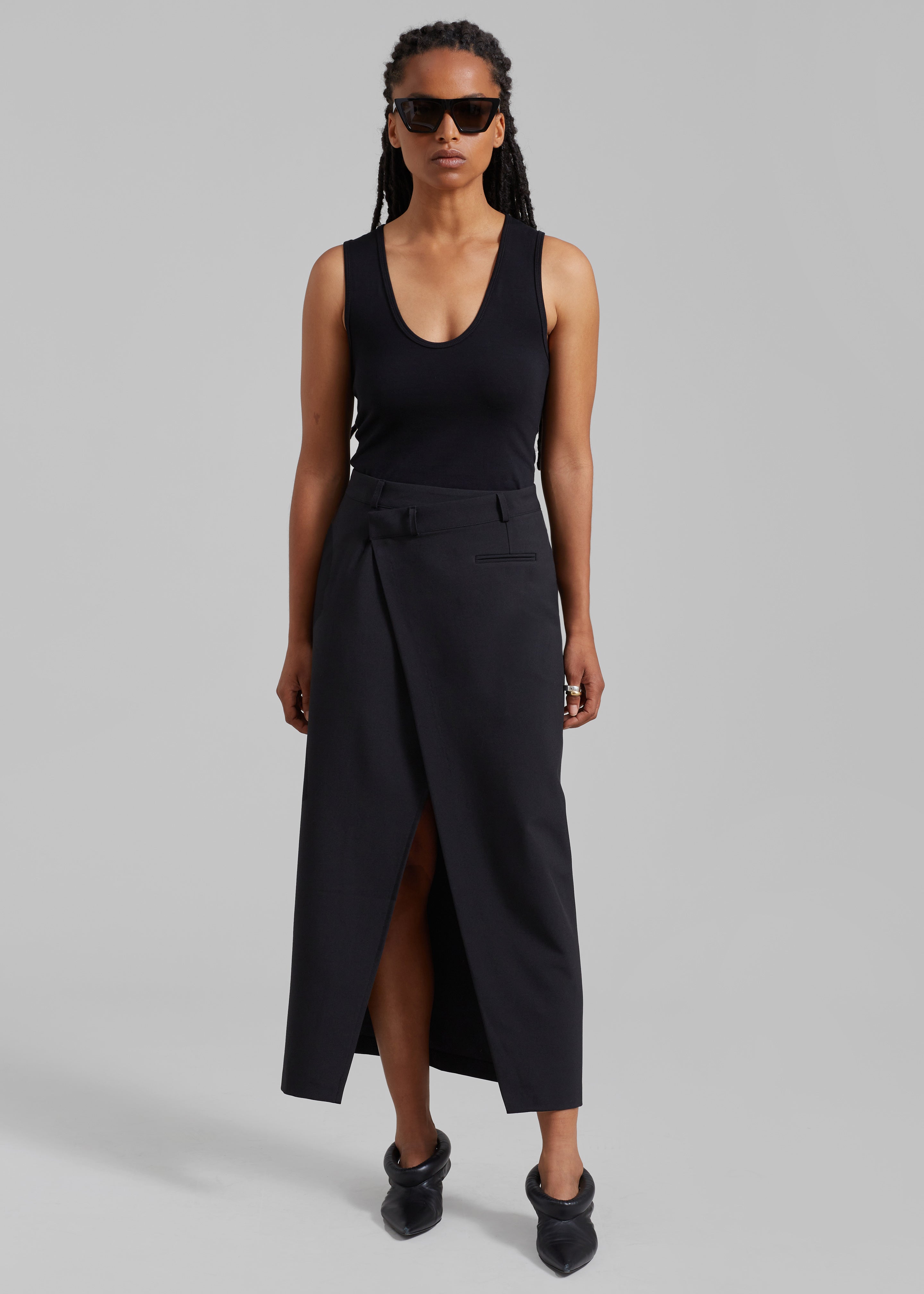 Annabel Asymmetric Midi Skirt - Black – The Frankie Shop