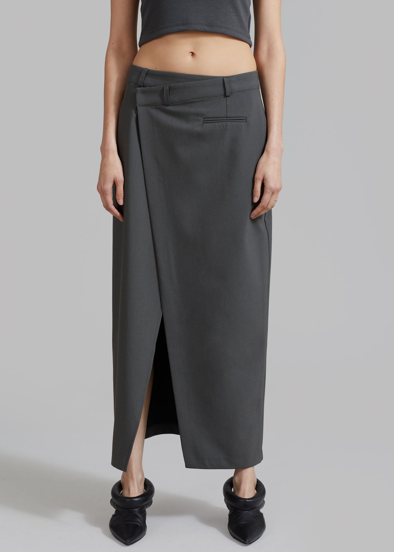 Annabel Asymmetric Midi Skirt - Grey