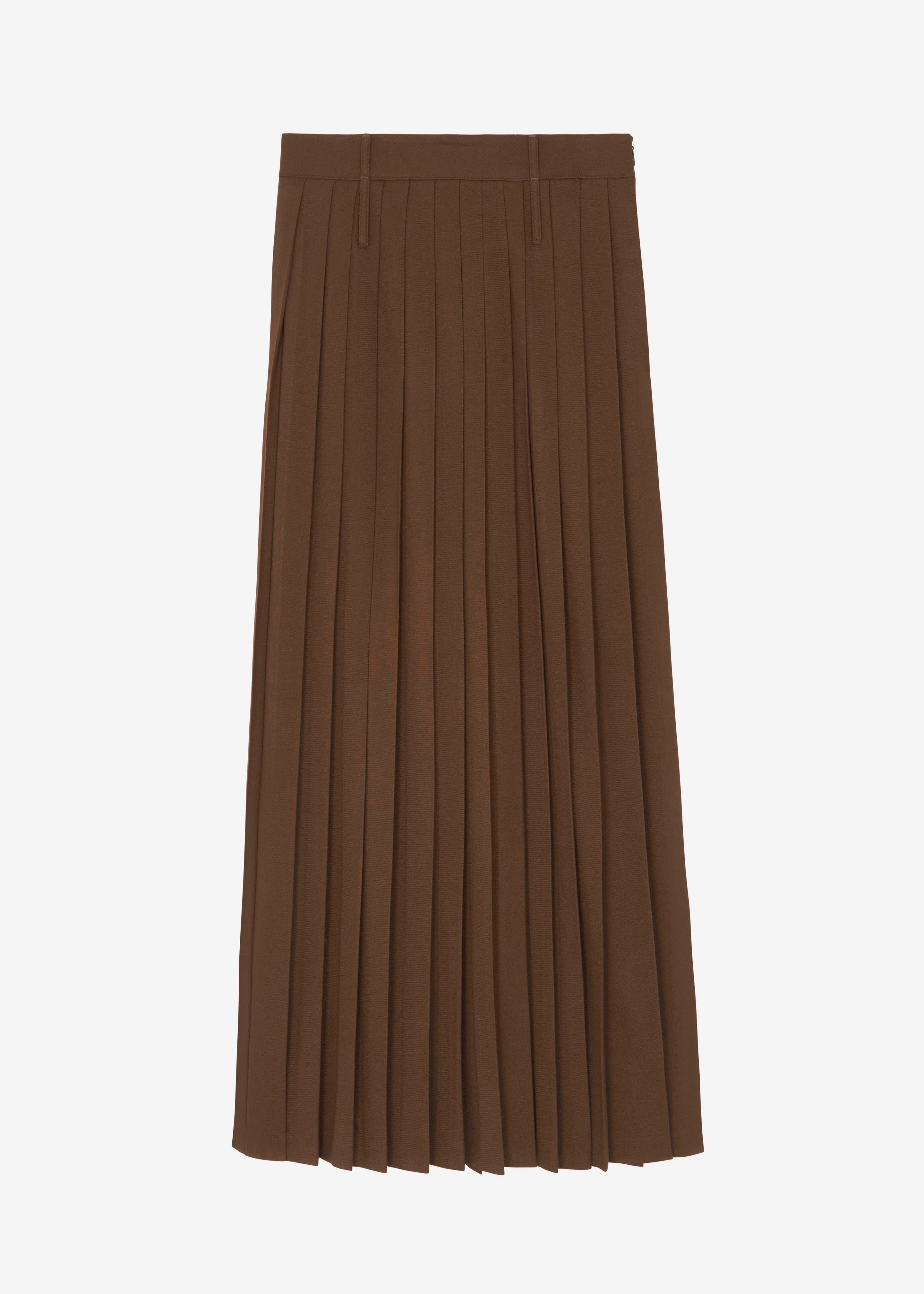 Bailey Long Pleated Skirt - Brown - 8