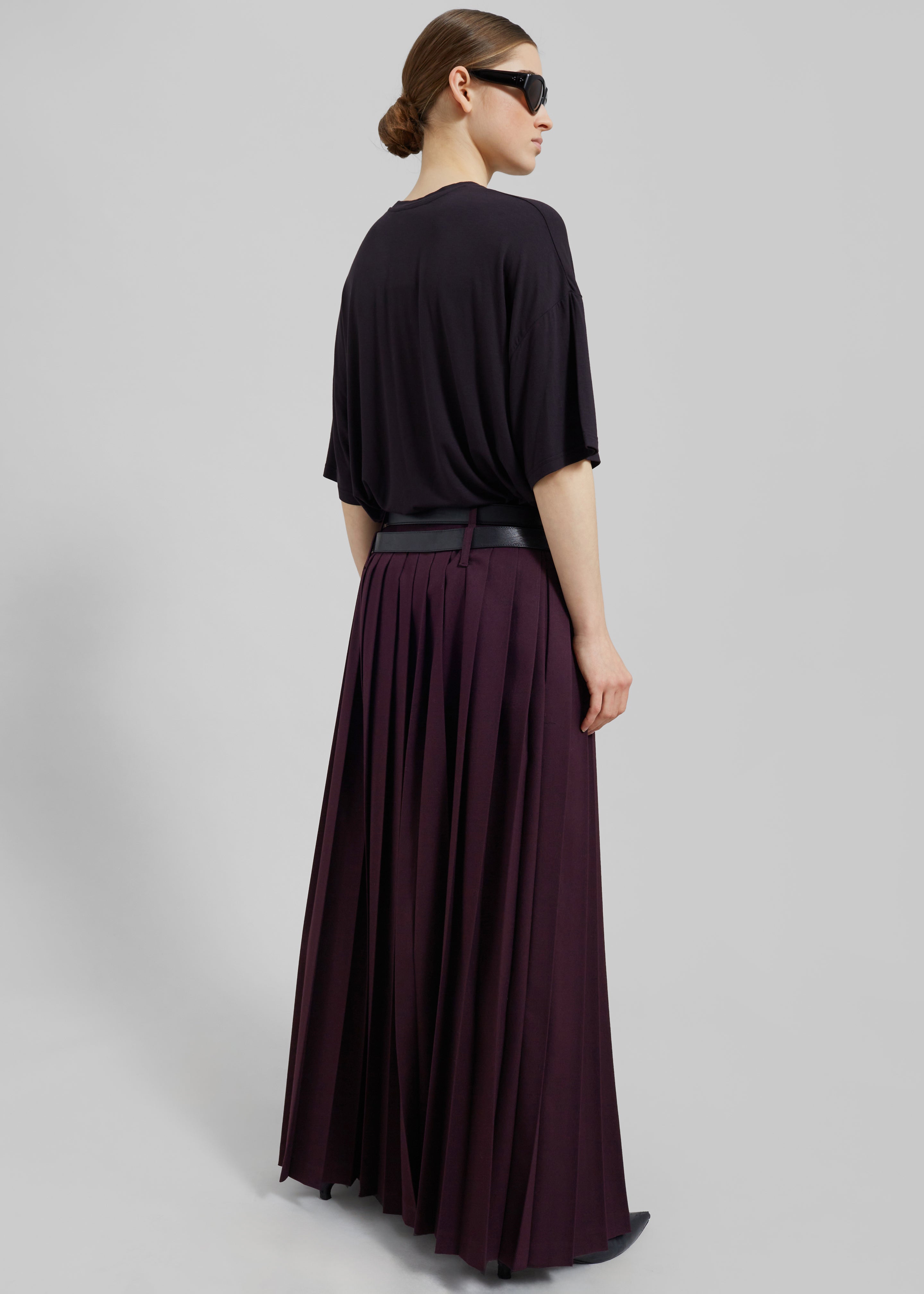 Bailey Long Pleated Skirt - Burgundy - 8