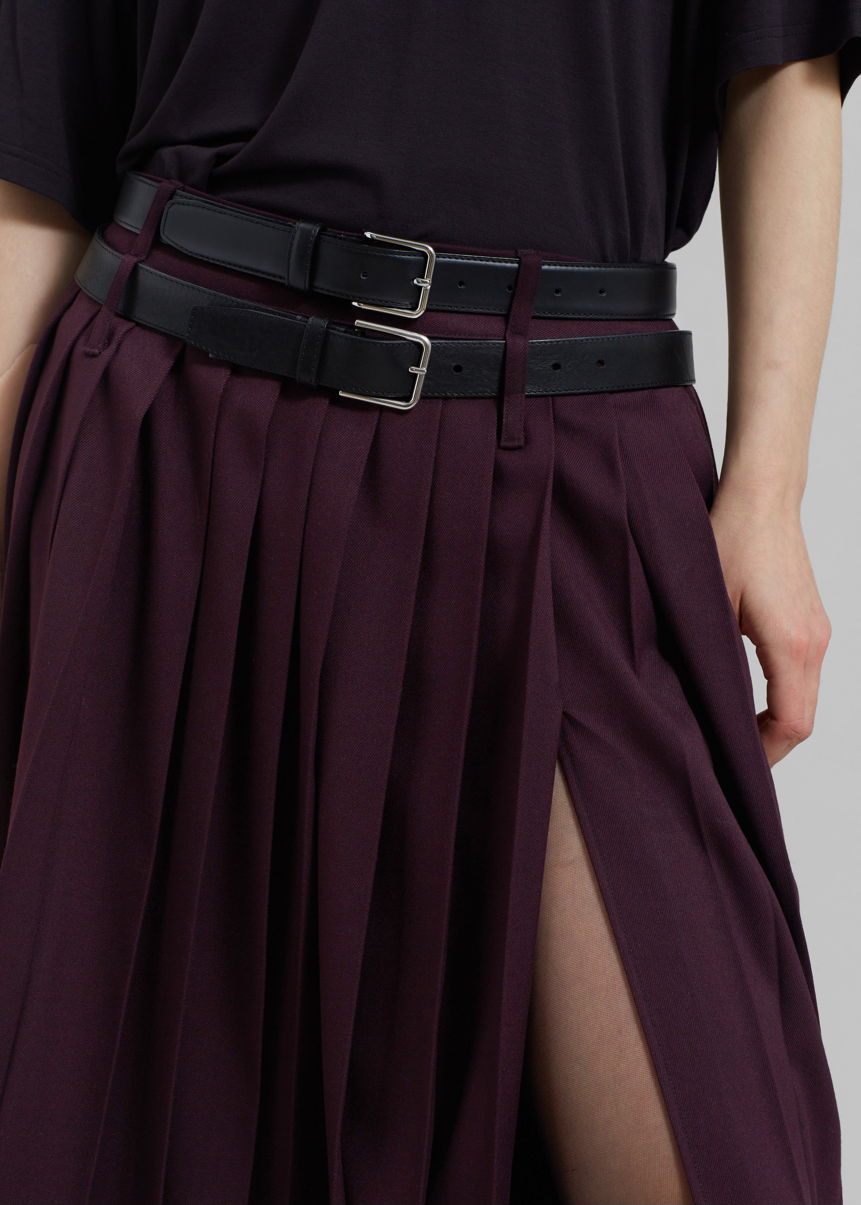 Bailey Long Pleated Skirt - Burgundy - 5