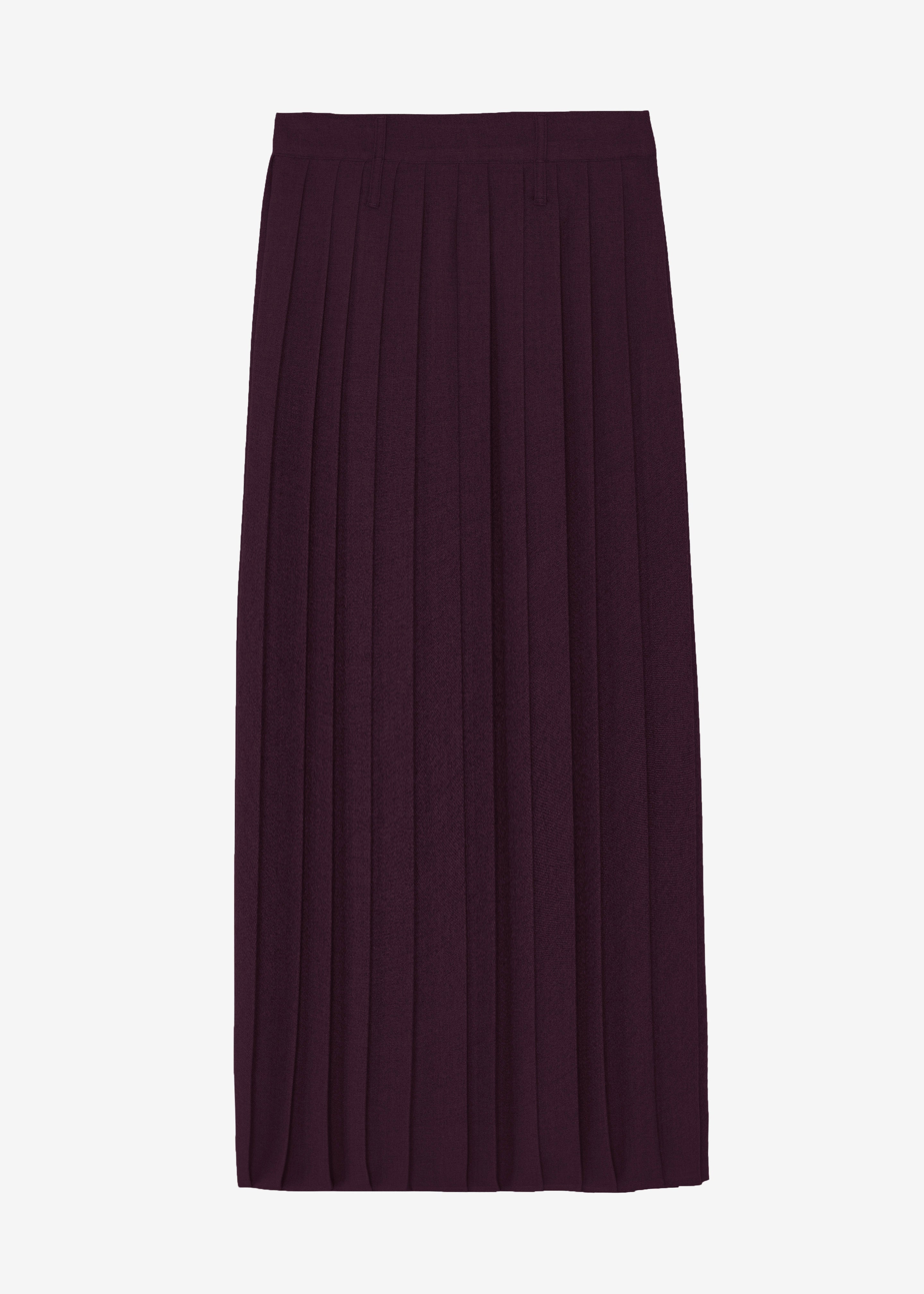 Bailey Long Pleated Skirt - Burgundy - 9