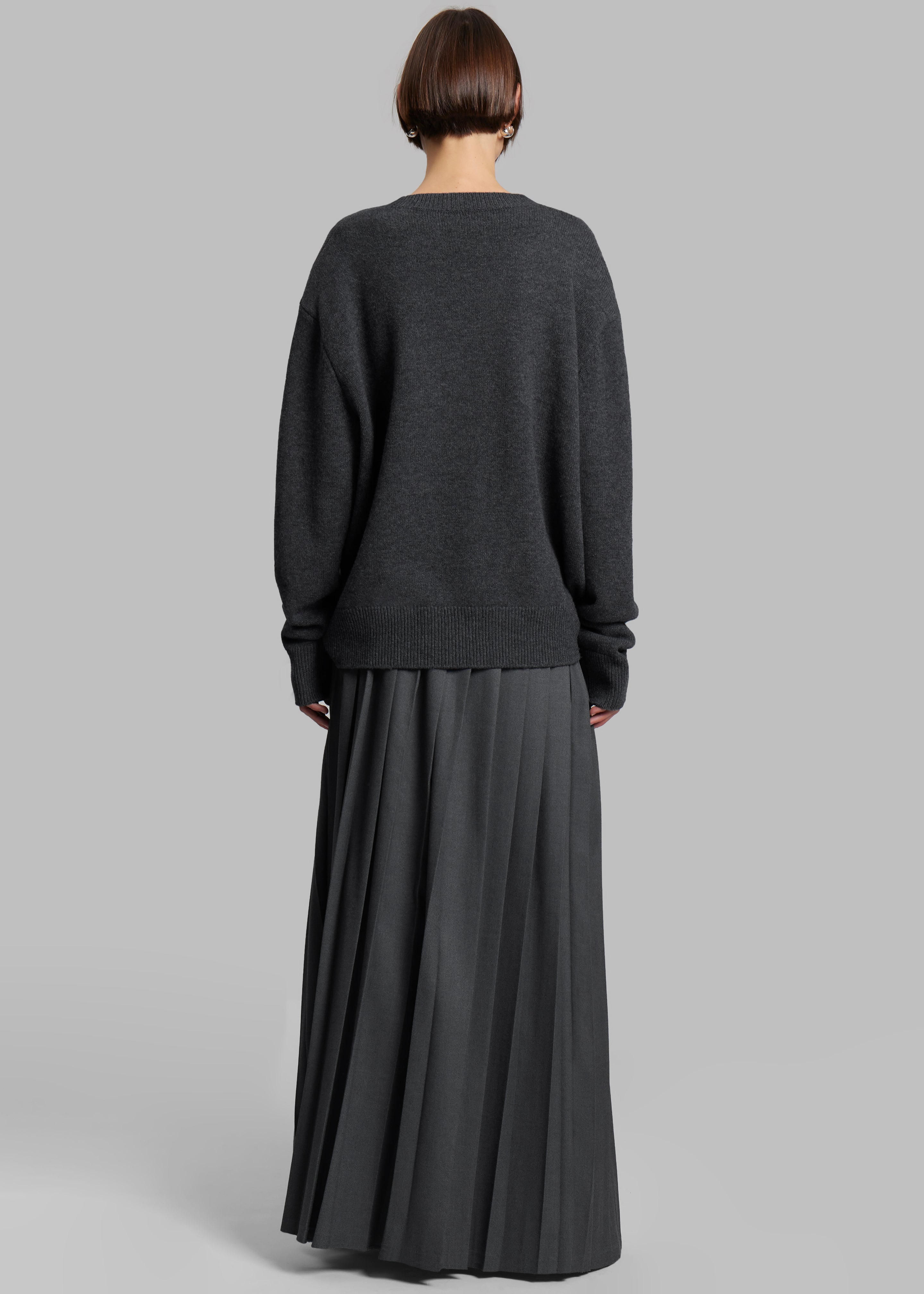 Bailey Long Pleated Skirt - Dark Grey Melange - 10