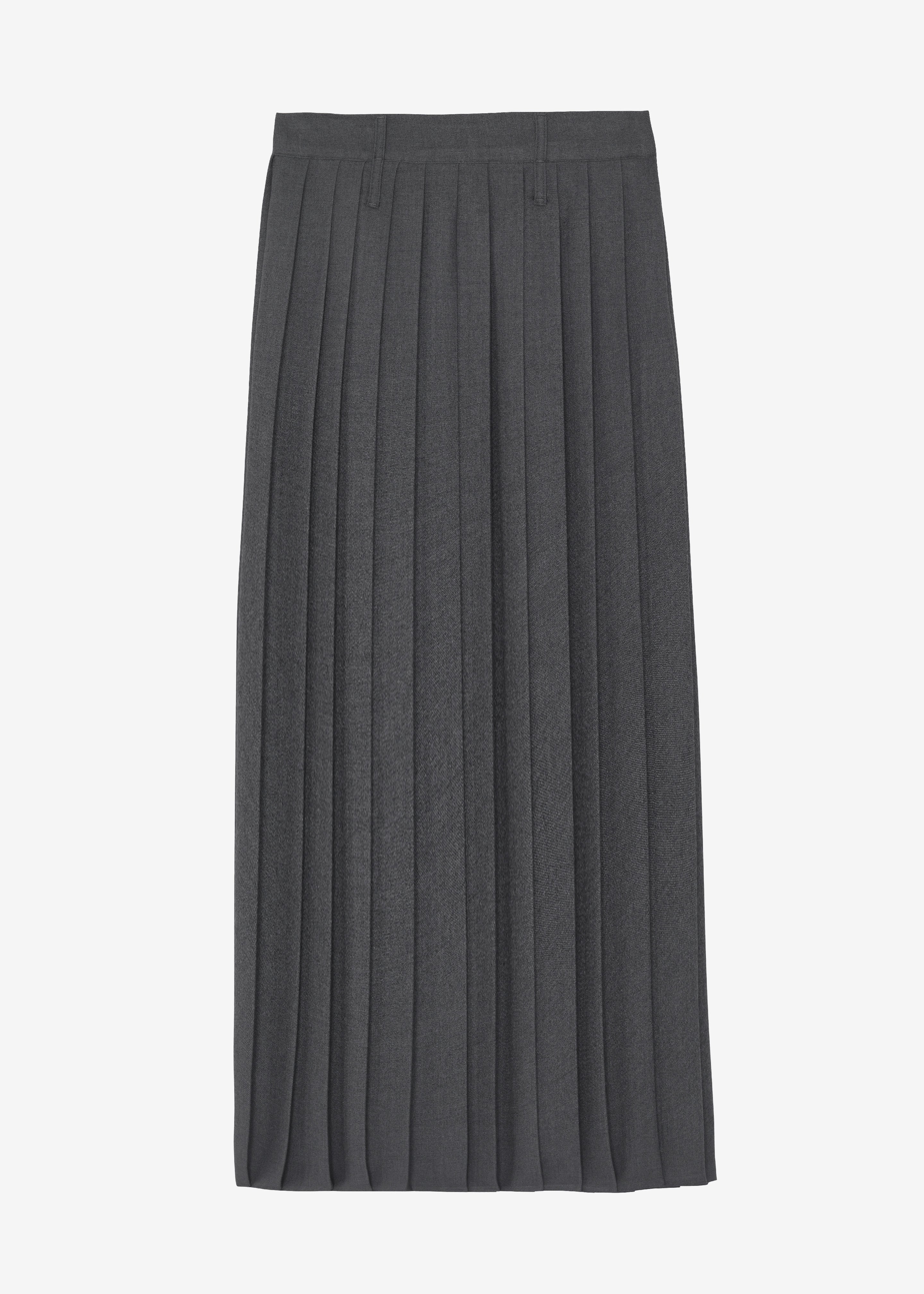 Bailey Long Pleated Skirt - Dark Grey Melange - 11