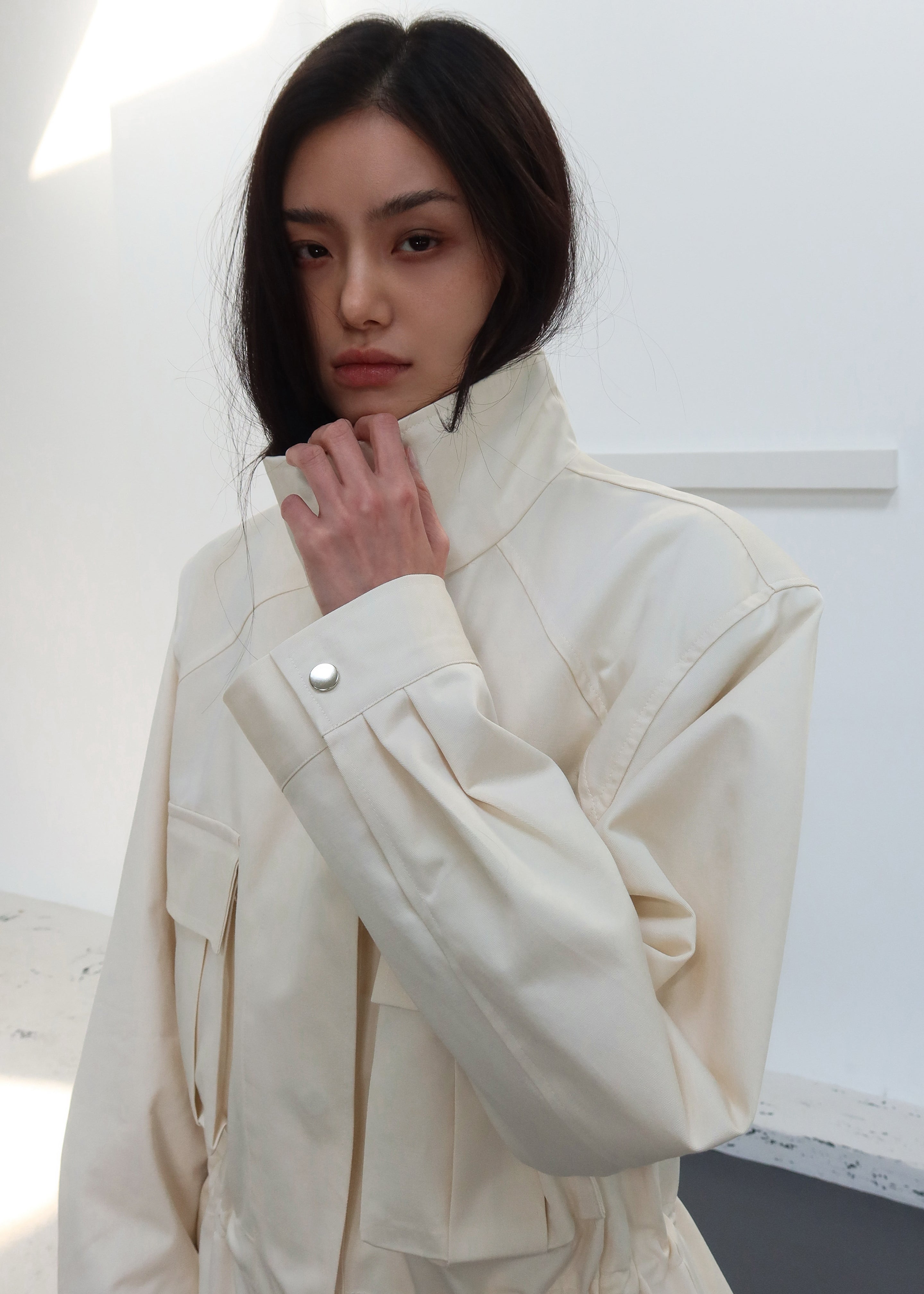 Bailly Padded Utility Jacket - Cream - 5