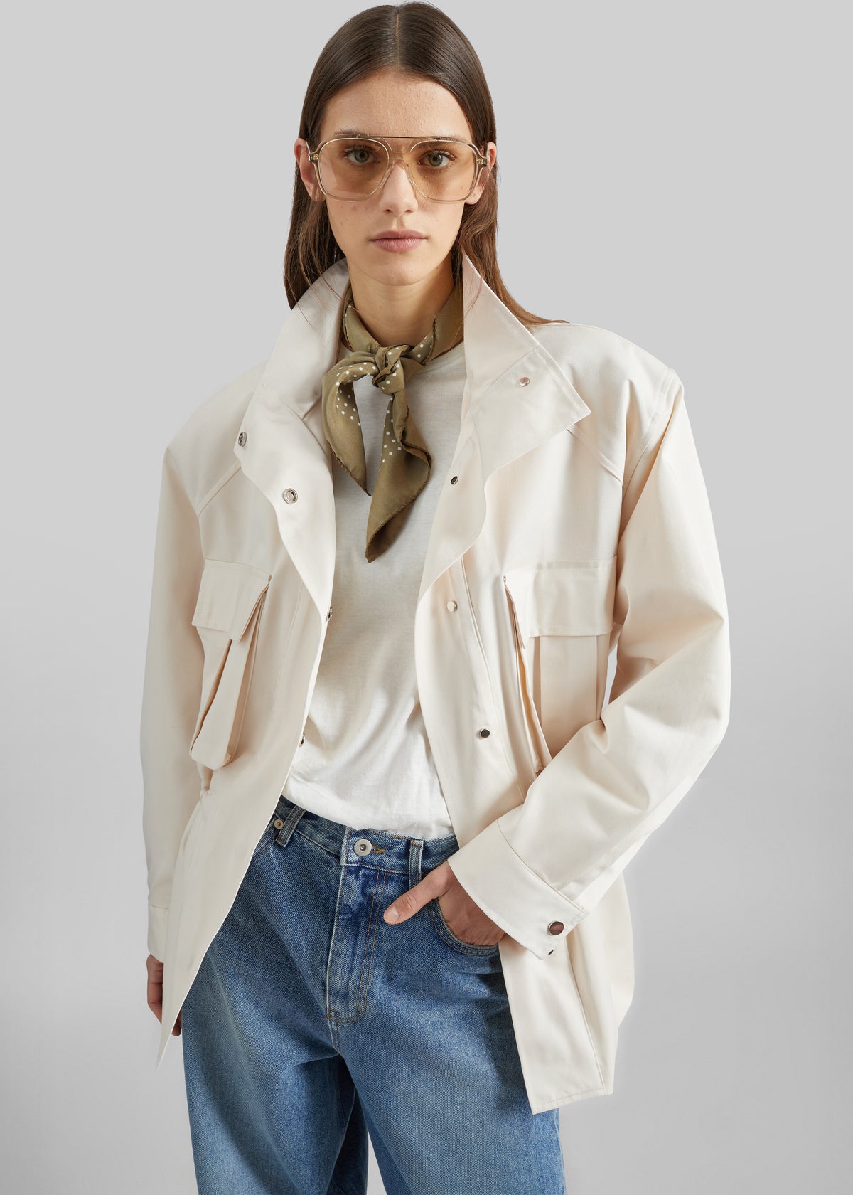 Bailly Padded Utility Jacket - Cream - 8