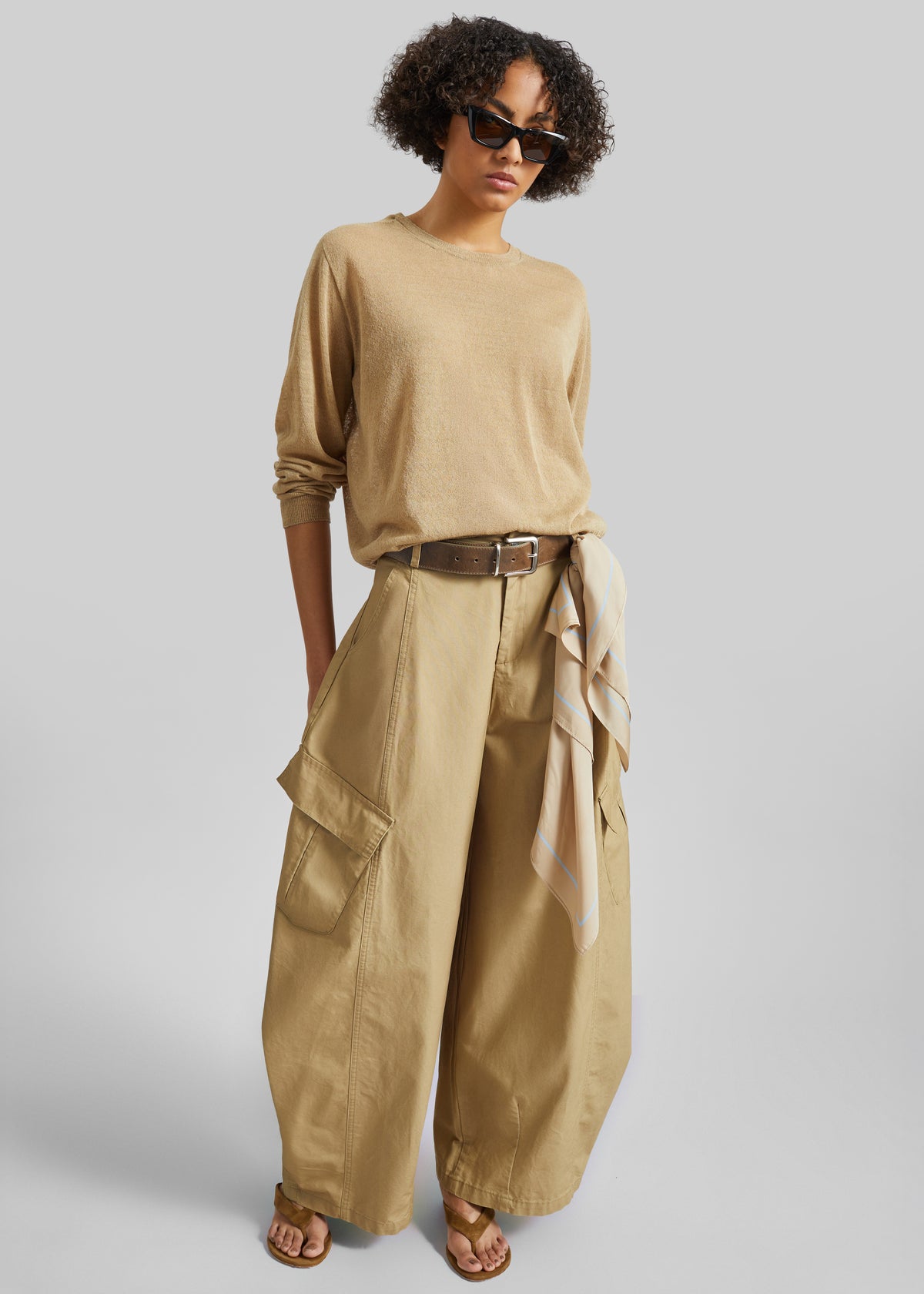 Baixa Barrel Cargo Pants - Beige - 1