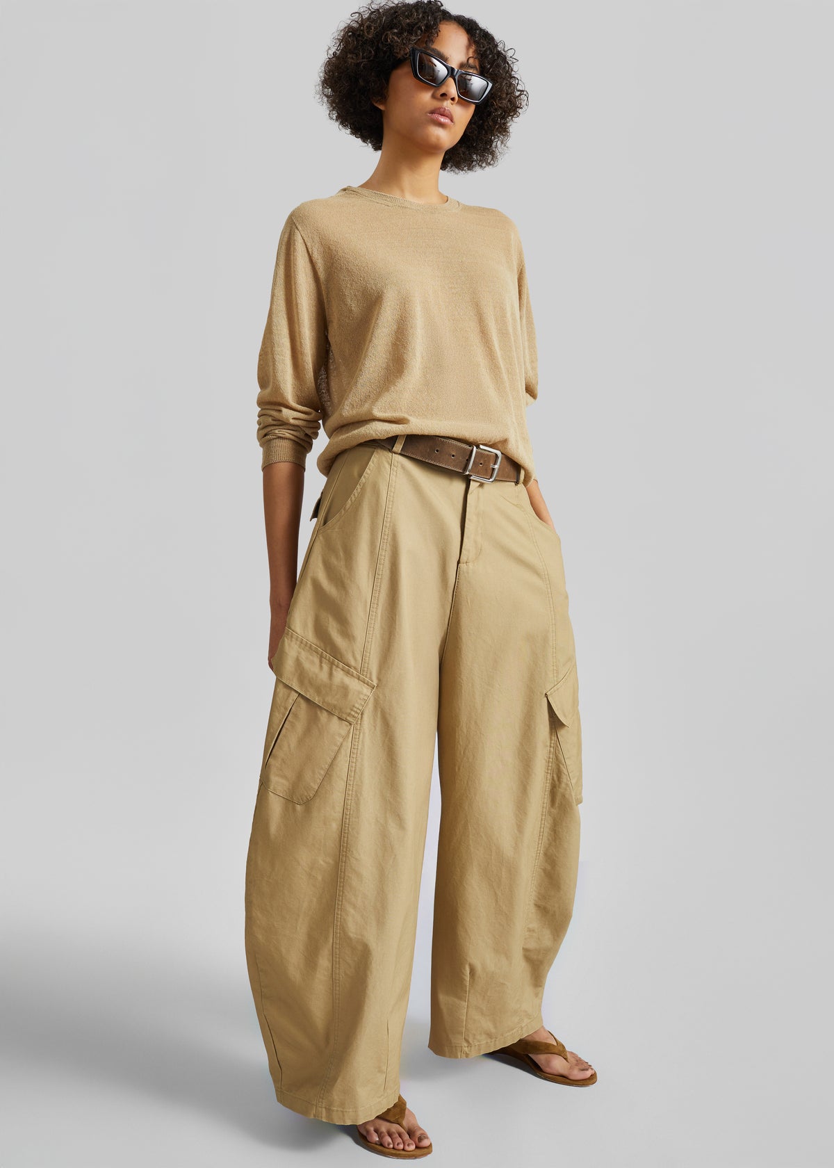 Baixa Barrel Cargo Pants - Beige - 5