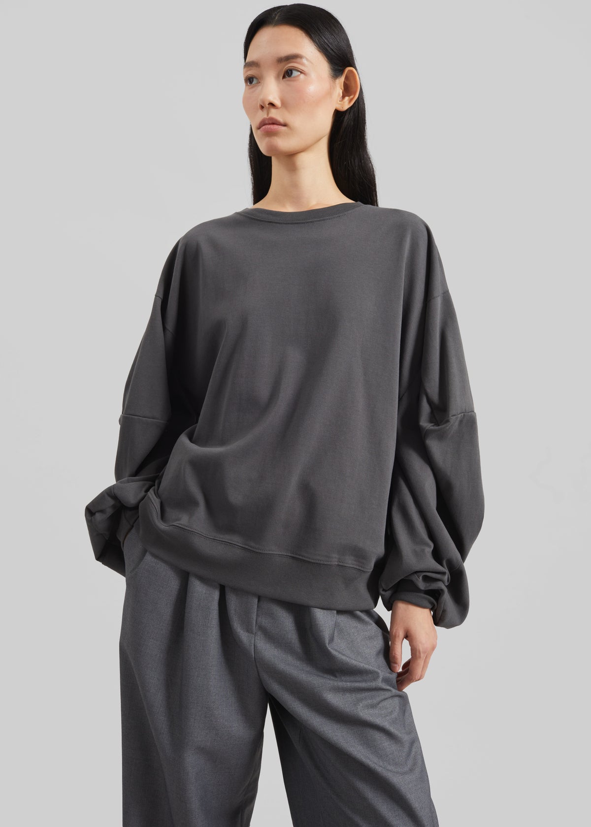 Balve Balloon Sleeve Sweatshirt - Grey - 3