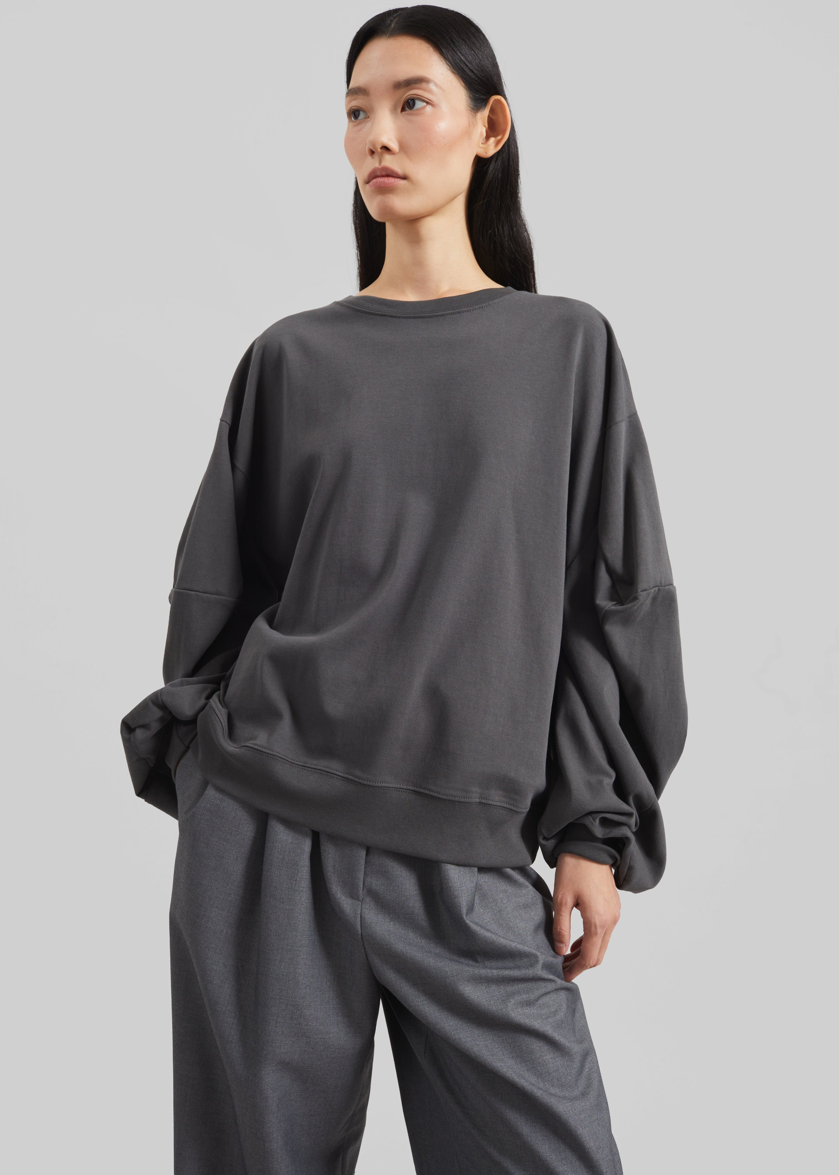 Balve Balloon Sleeve Sweatshirt - Grey - 3