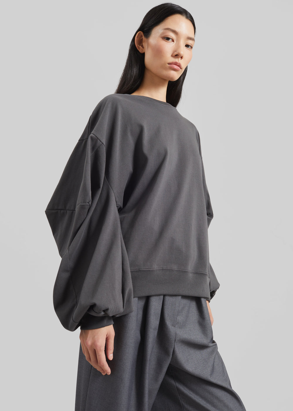 Balve Balloon Sleeve Sweatshirt - Grey - 1