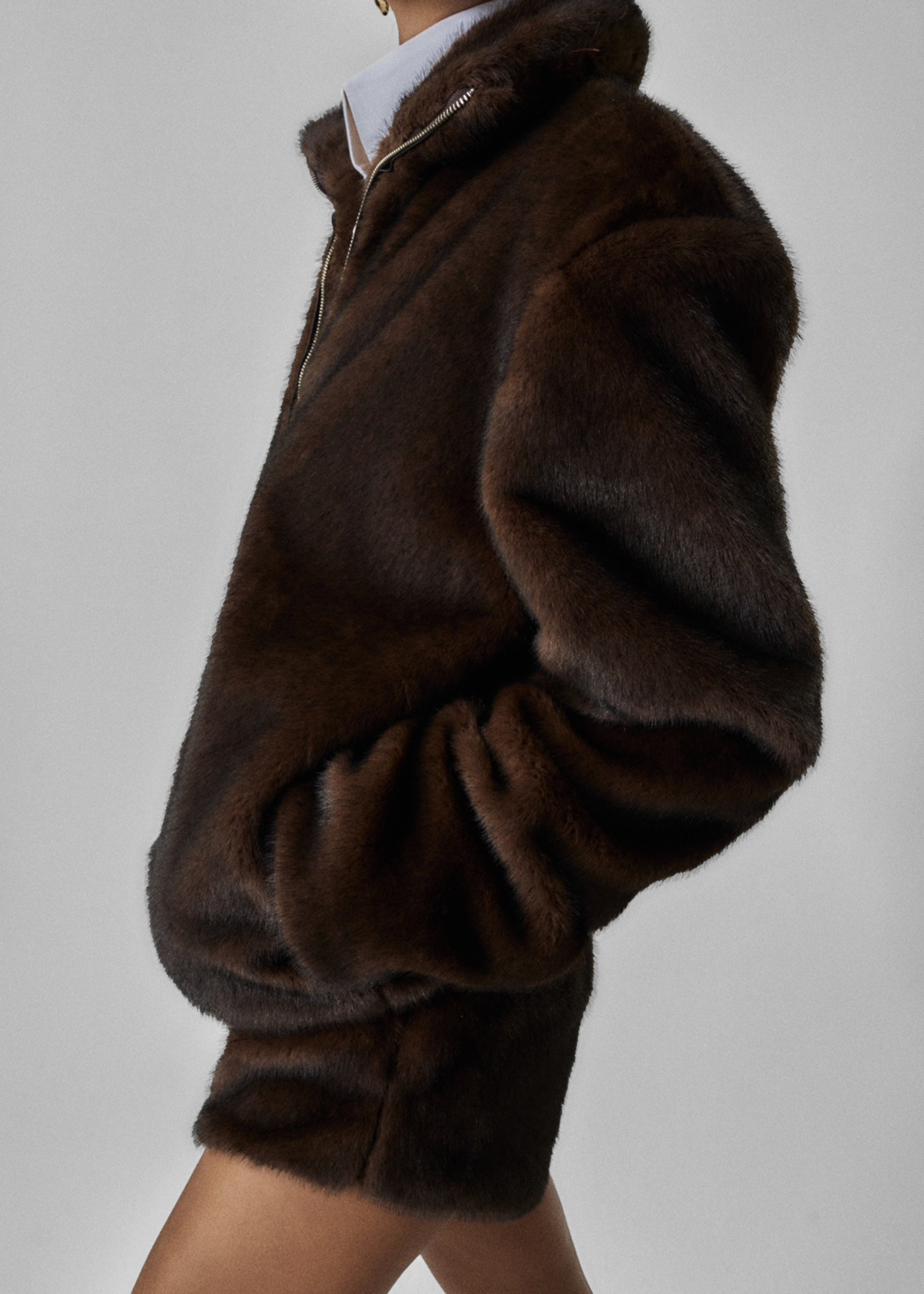 Banff Half-Zip Faux-Fur Pullover - Brown - 10