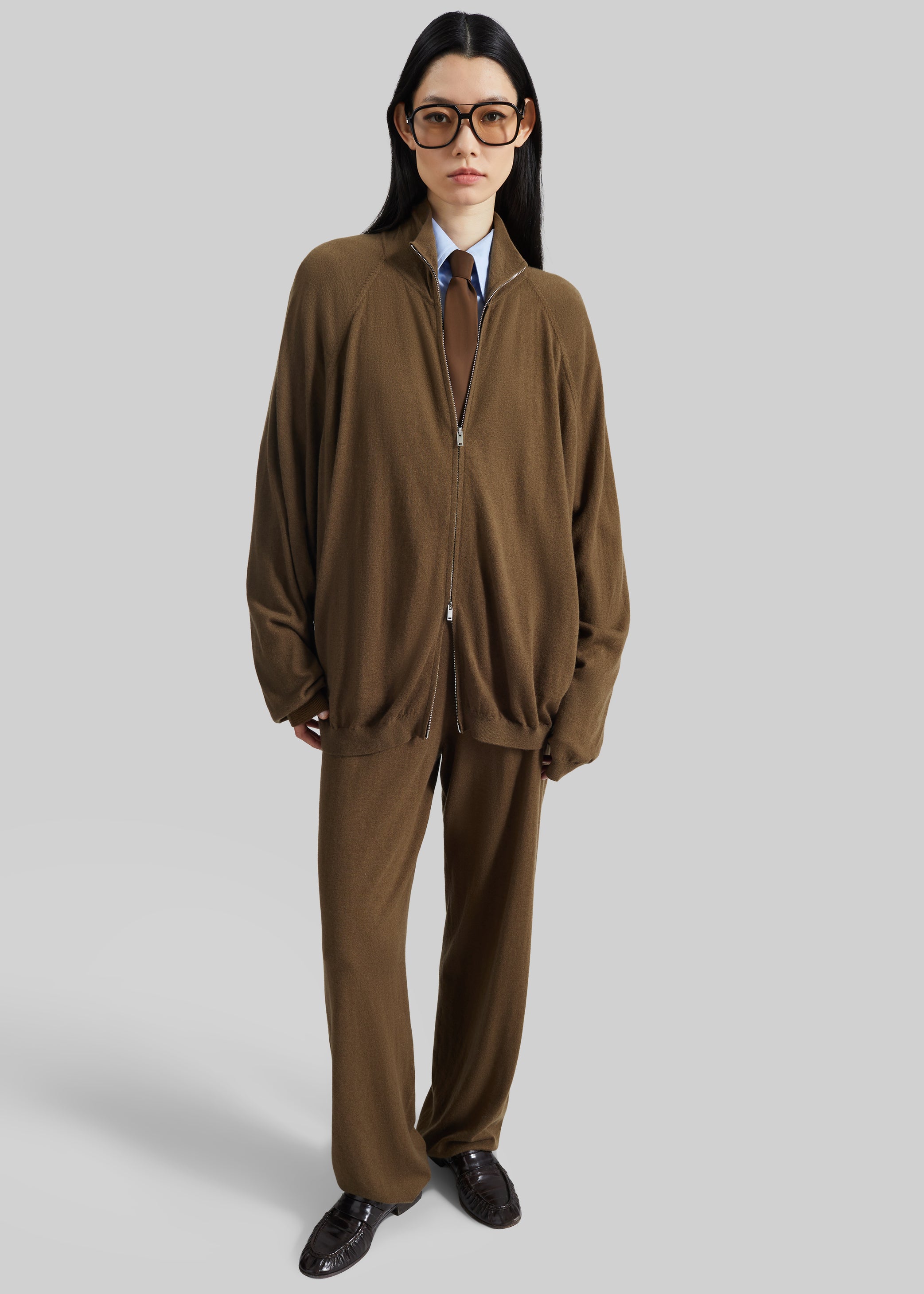 Shop the look image for Baxe Knit Track Jacket - Dark Camel