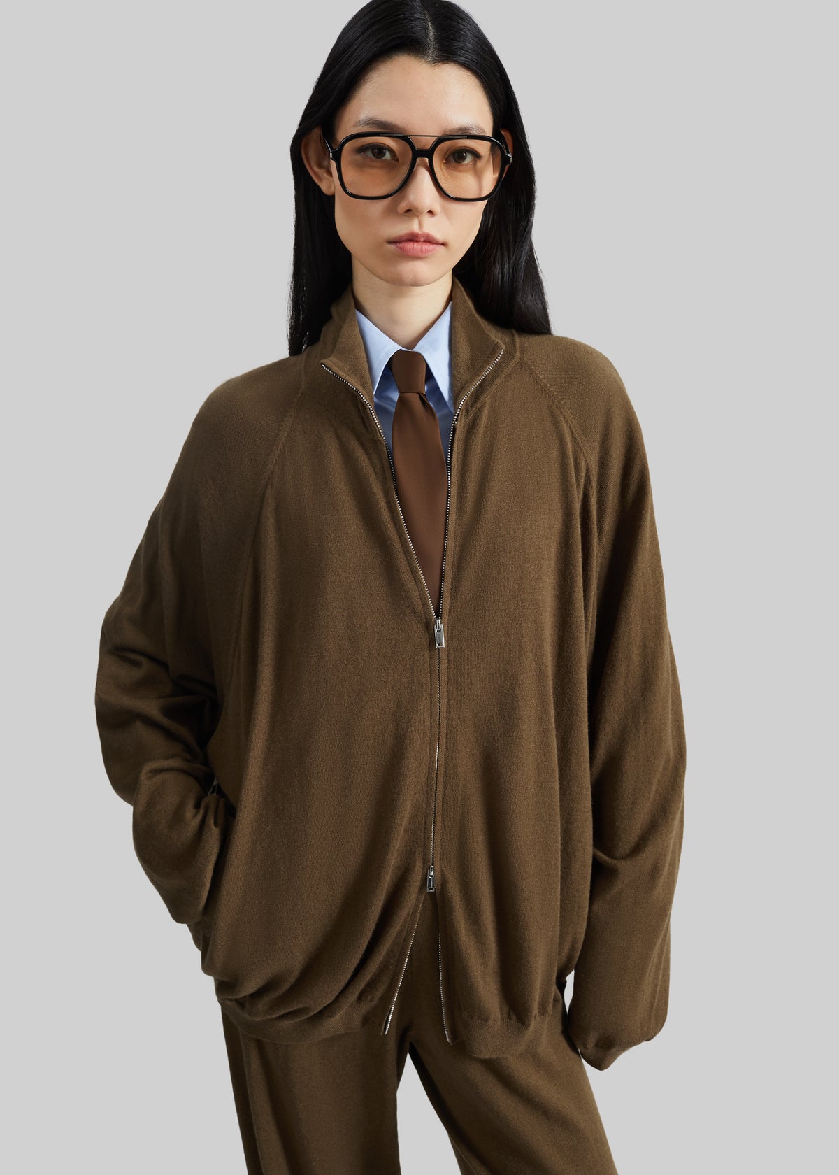 Baxe Knit Track Jacket - Dark Camel - 4