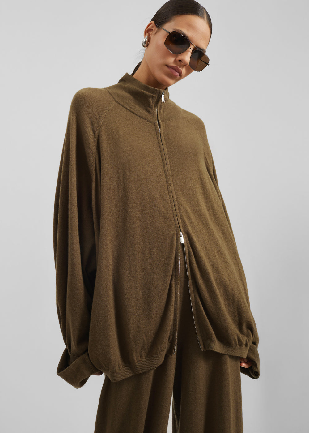 Baxe Knit Track Jacket - Dark Camel - 1