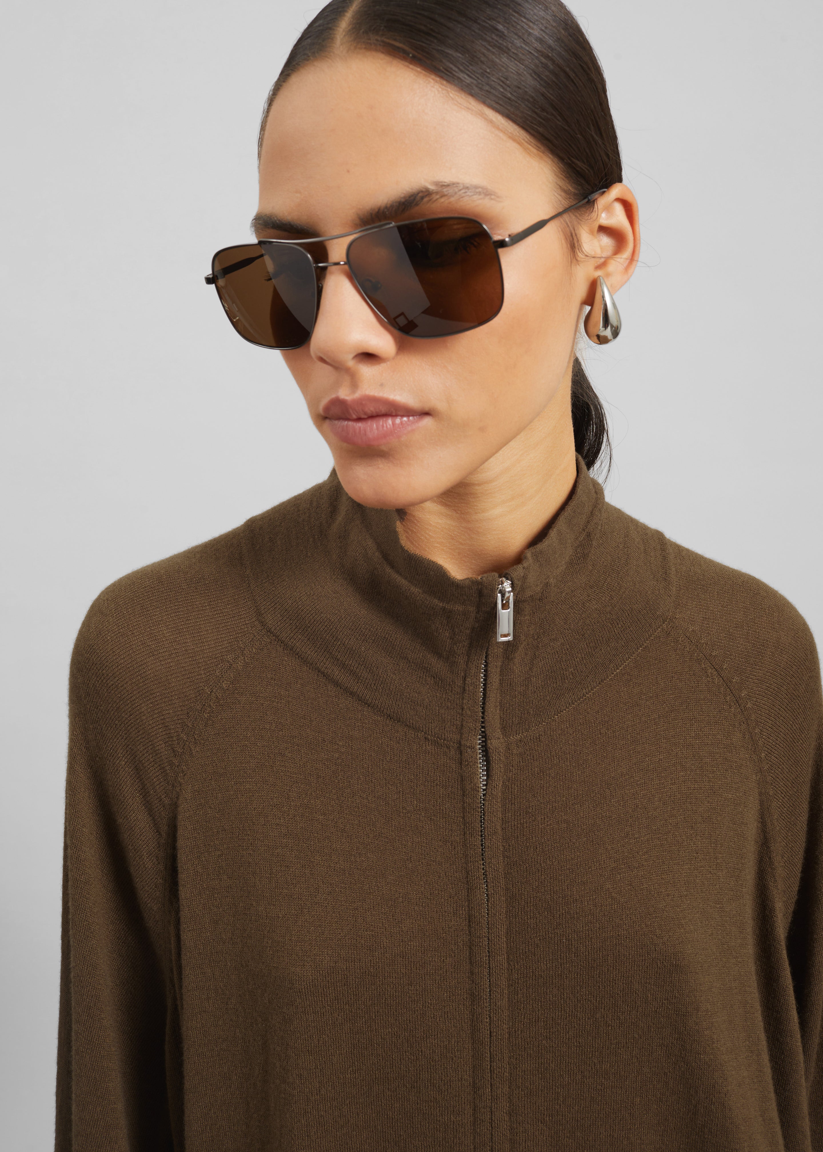 Baxe Knit Track Jacket - Dark Camel - 5