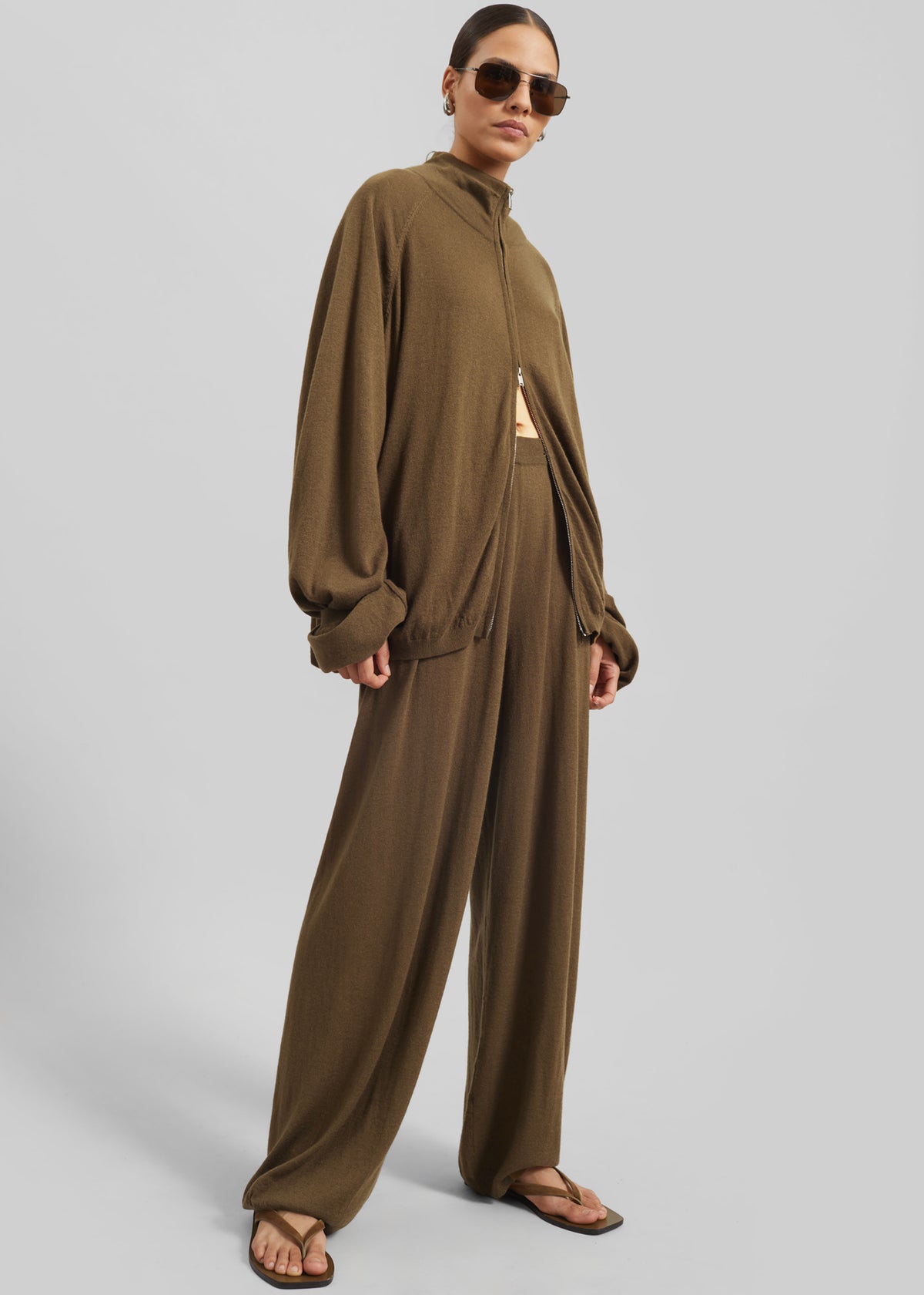 Baxe Knit Track Jacket - Dark Camel - 5