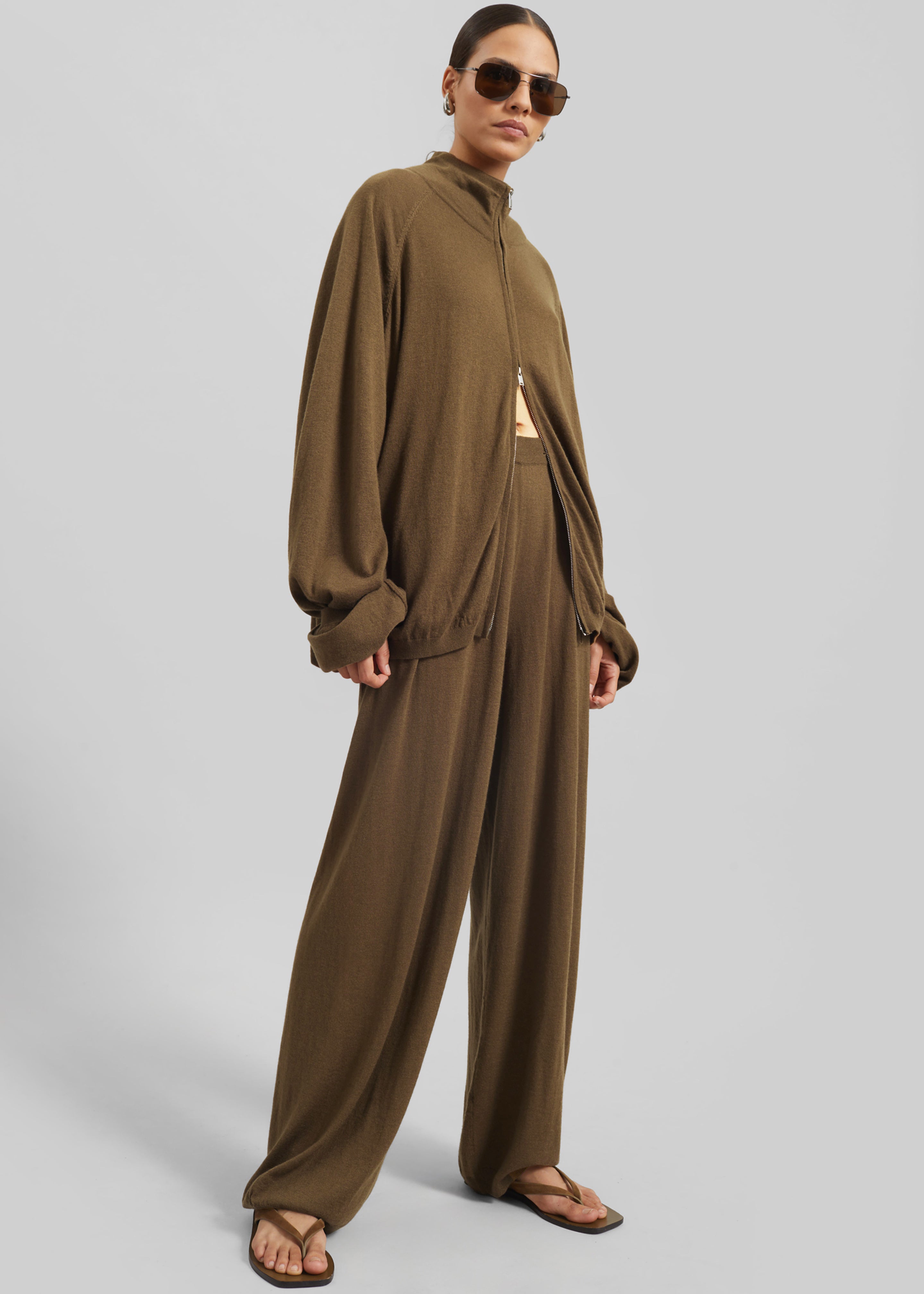 Baxe Knit Track Jacket - Dark Camel - 5