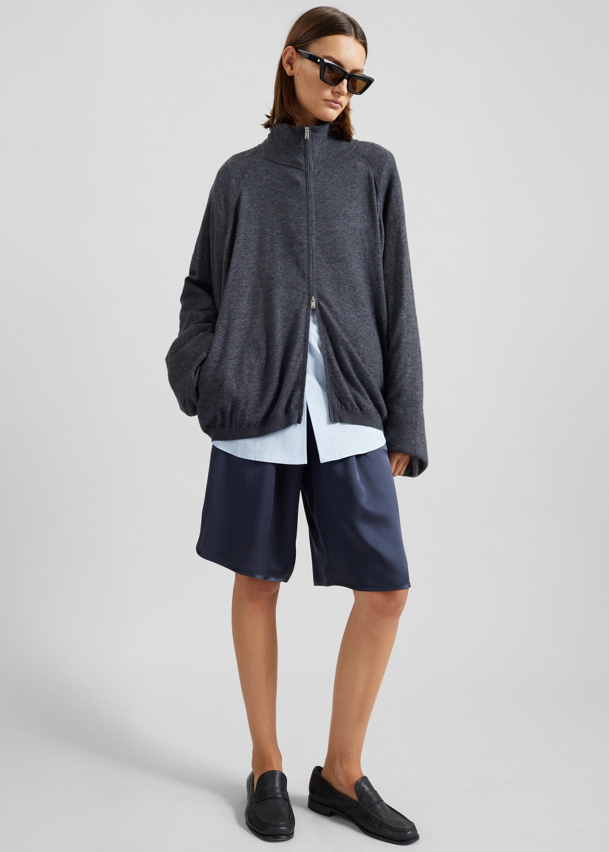 Shop the look image for Baxe Knit Track Jacket - Dark Grey Melange