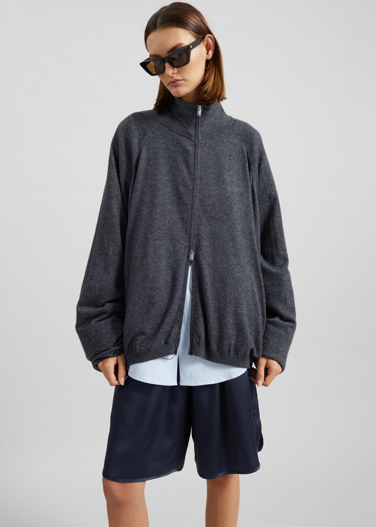 Baxe Knit Track Jacket - Dark Grey Melange - 4