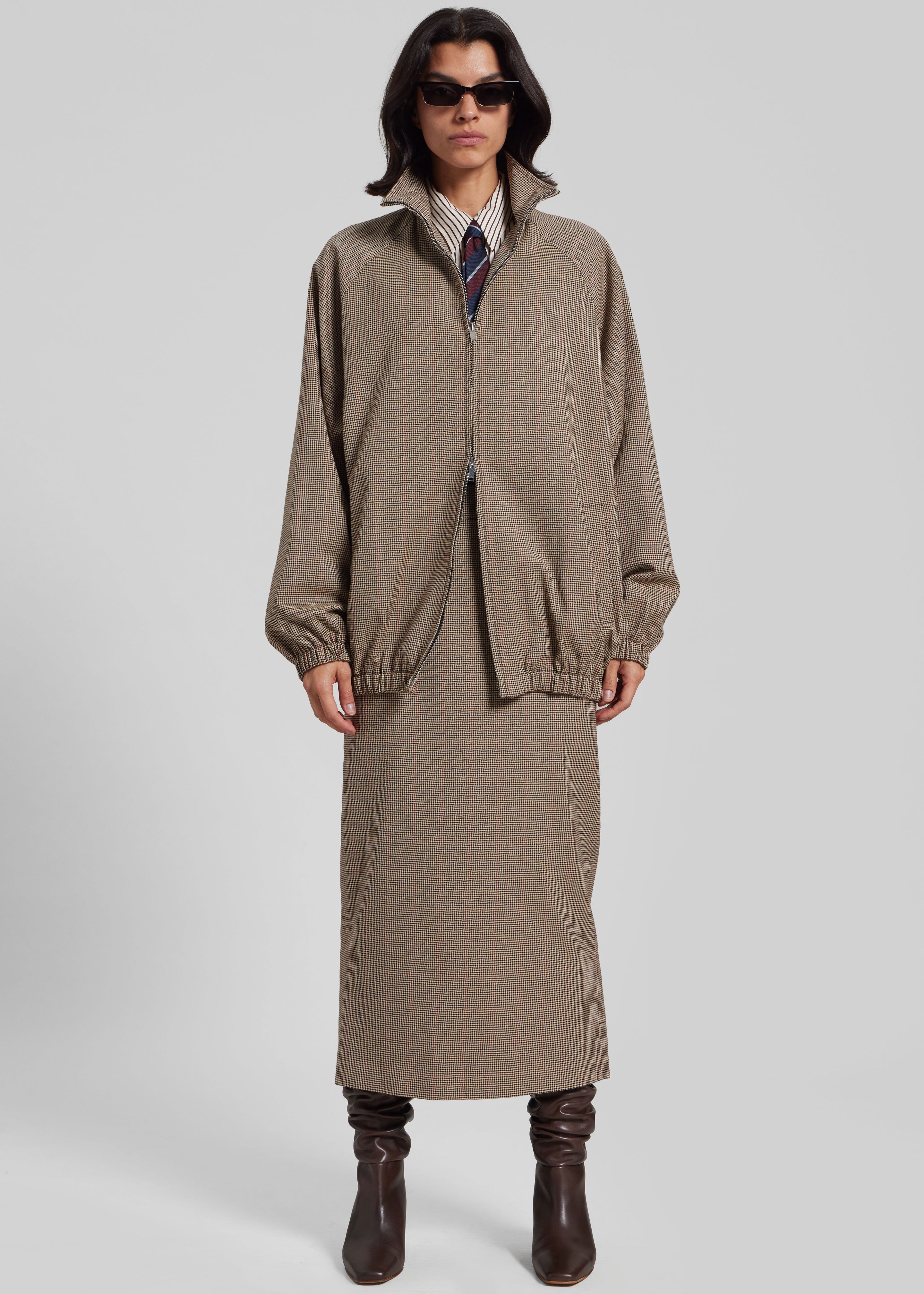 Baxter Houndstooth Track Jacket - Beige - 6