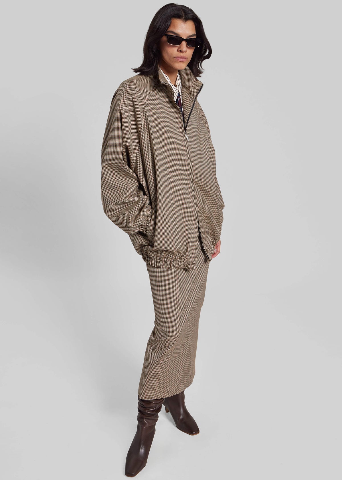 Baxter Houndstooth Track Jacket - Beige - 7