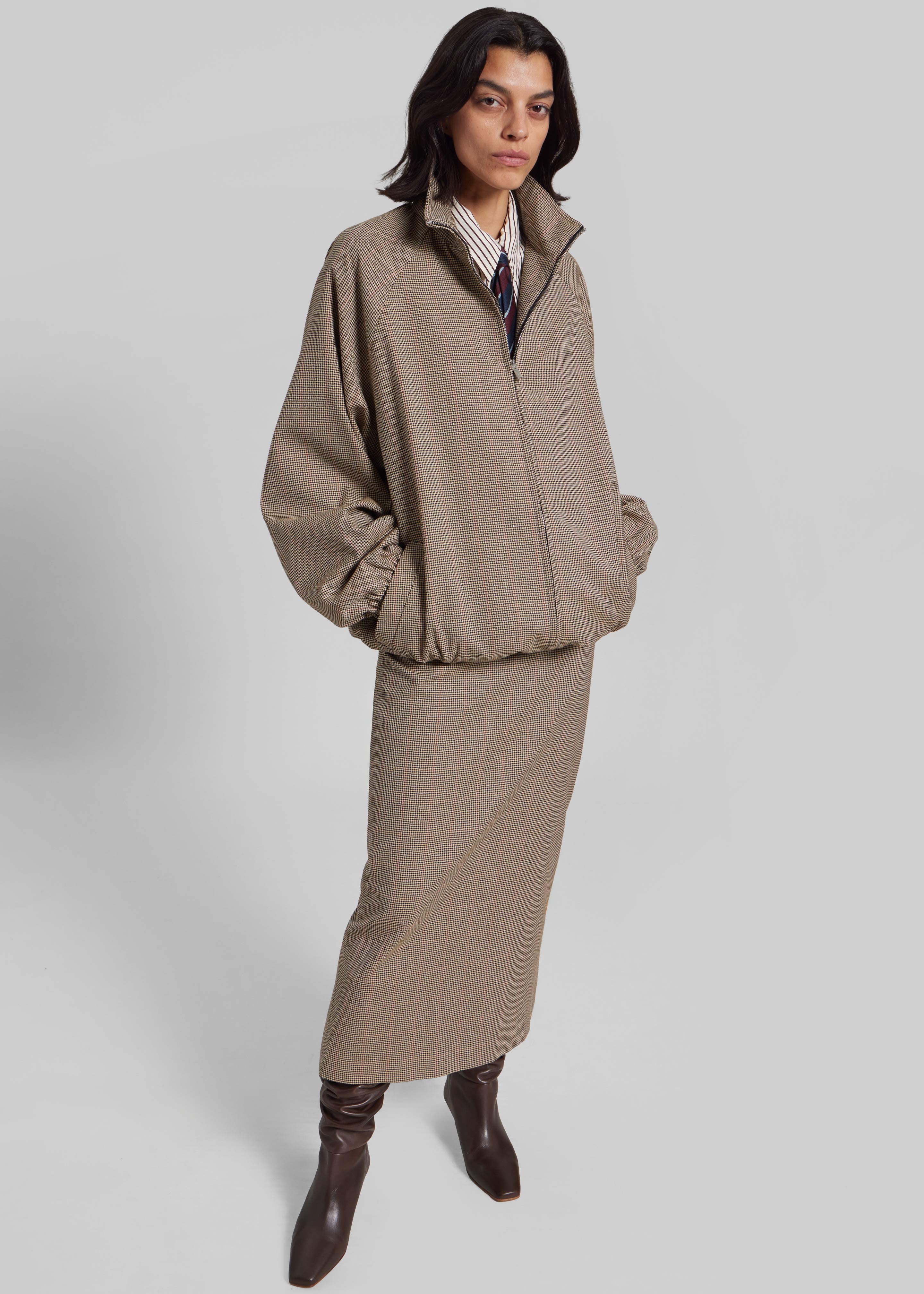 Baxter Houndstooth Track Jacket - Beige - 1