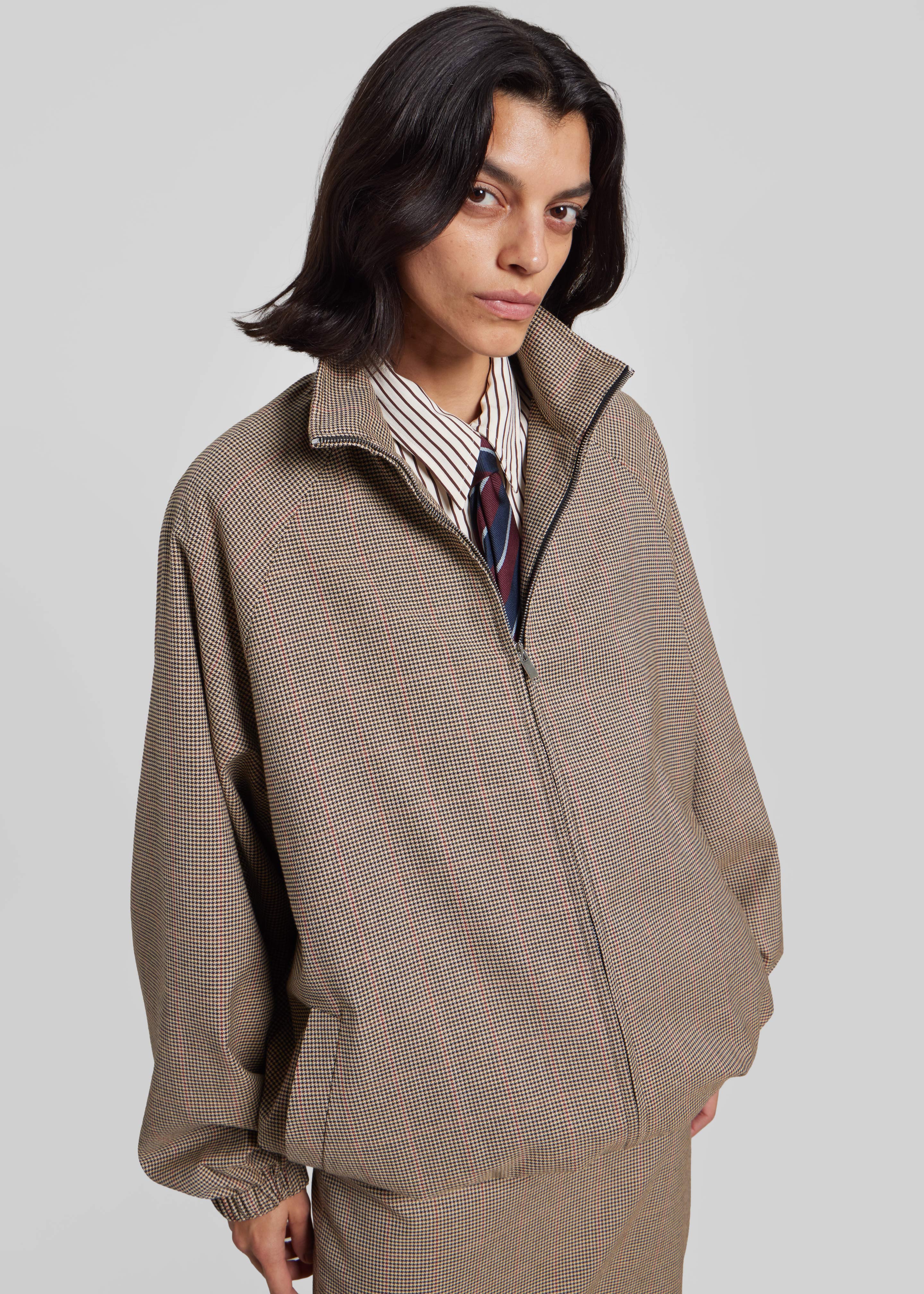 Baxter Houndstooth Track Jacket - Beige - 3