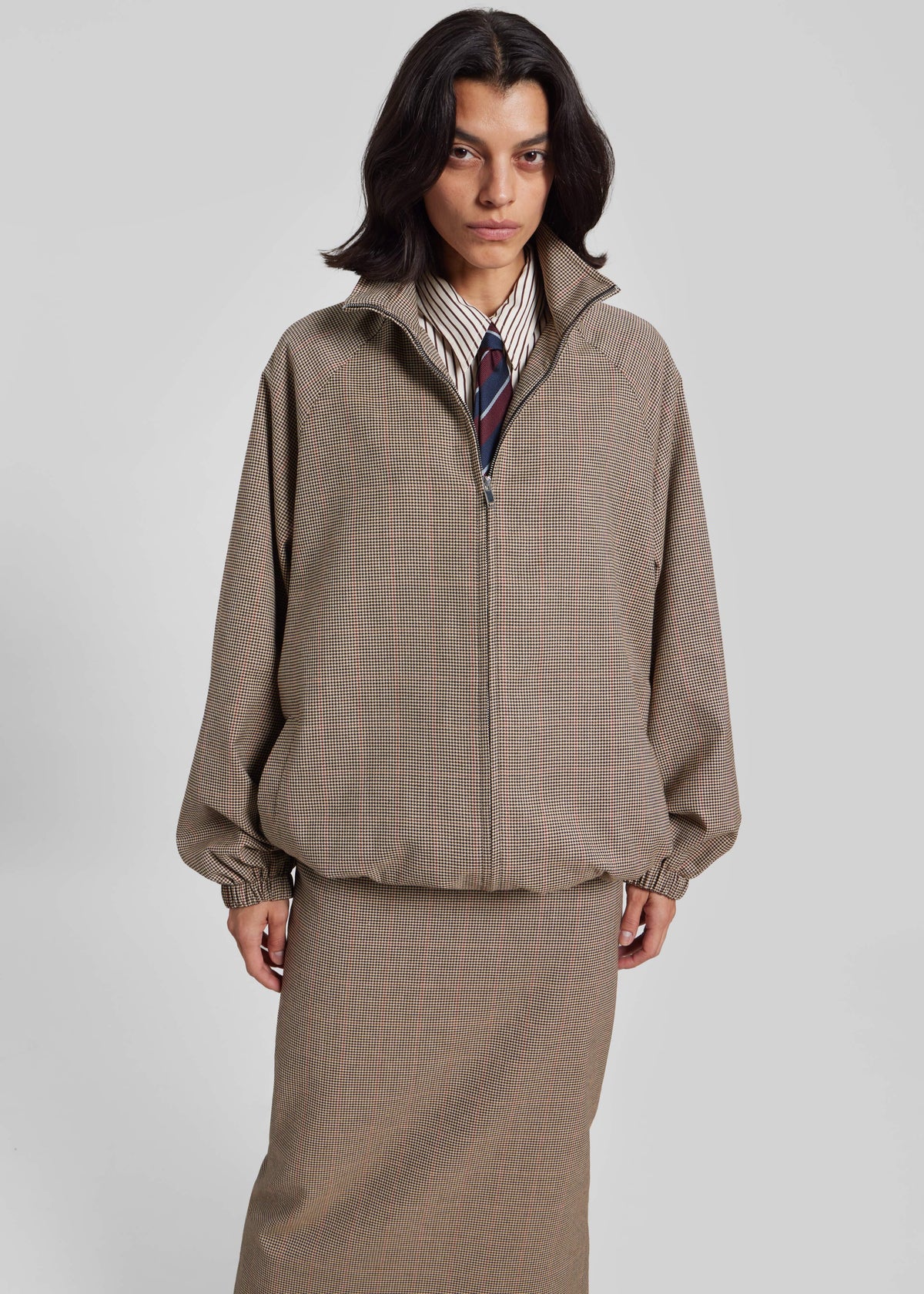 Baxter Houndstooth Track Jacket - Beige - 8