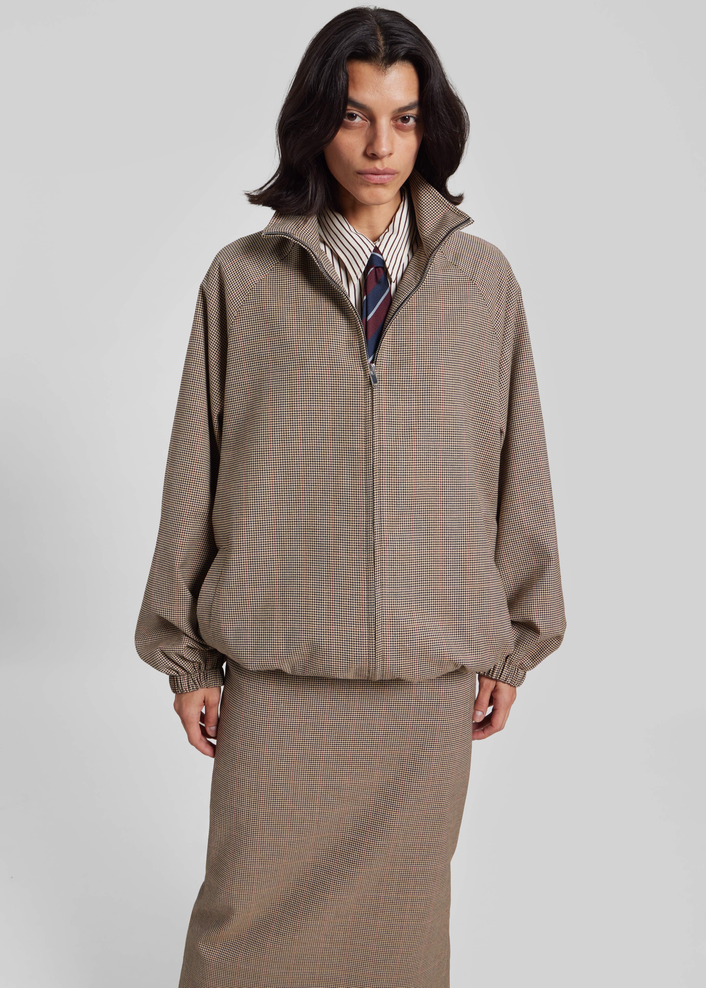 Baxter Houndstooth Track Jacket - Beige - 8