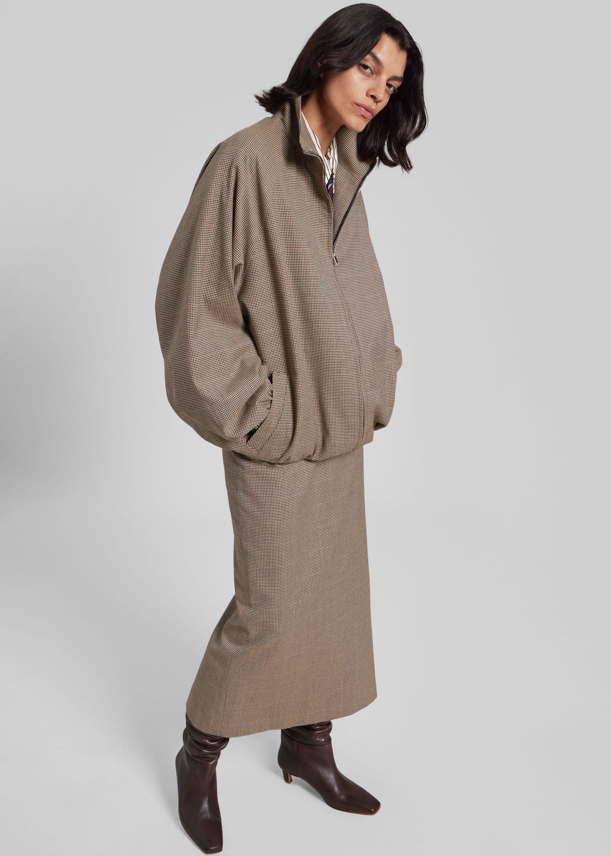 Baxter Houndstooth Track Jacket - Beige - 10