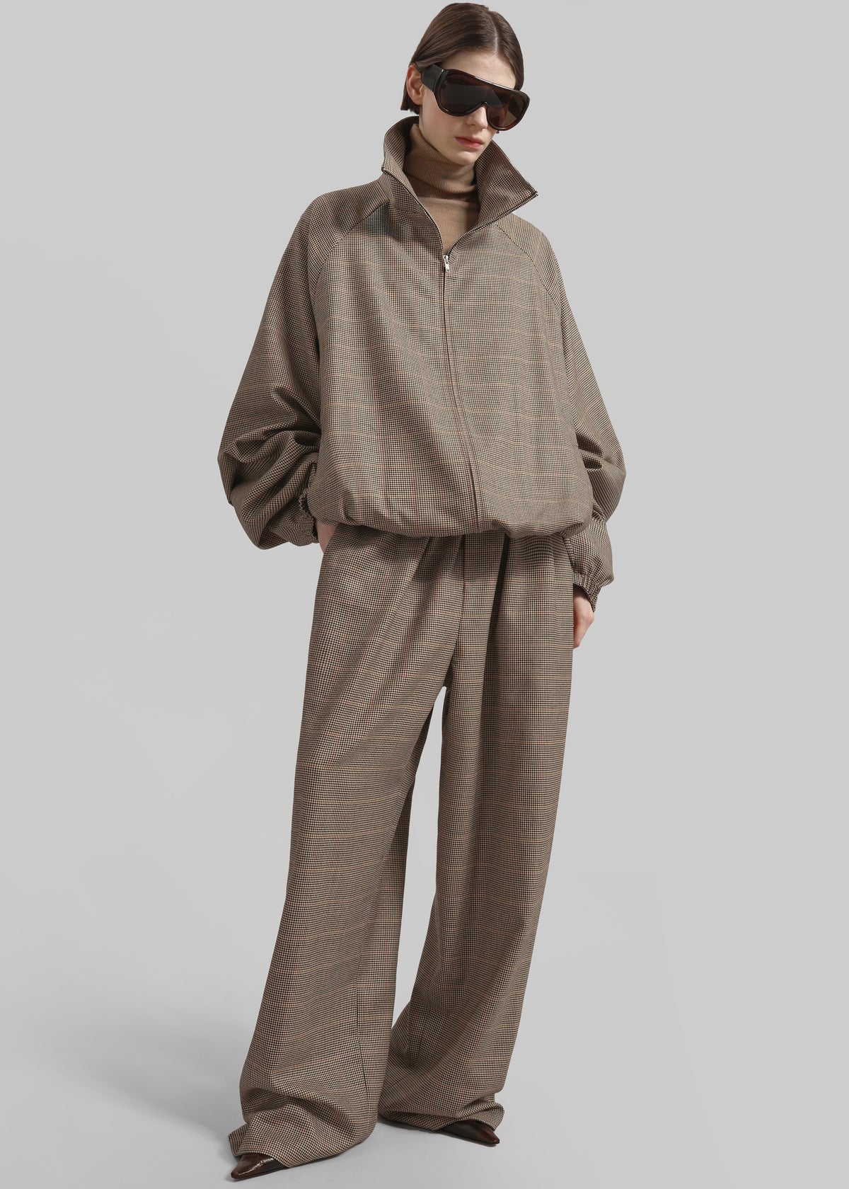 Baxter Houndstooth Track Pants - Beige - 1