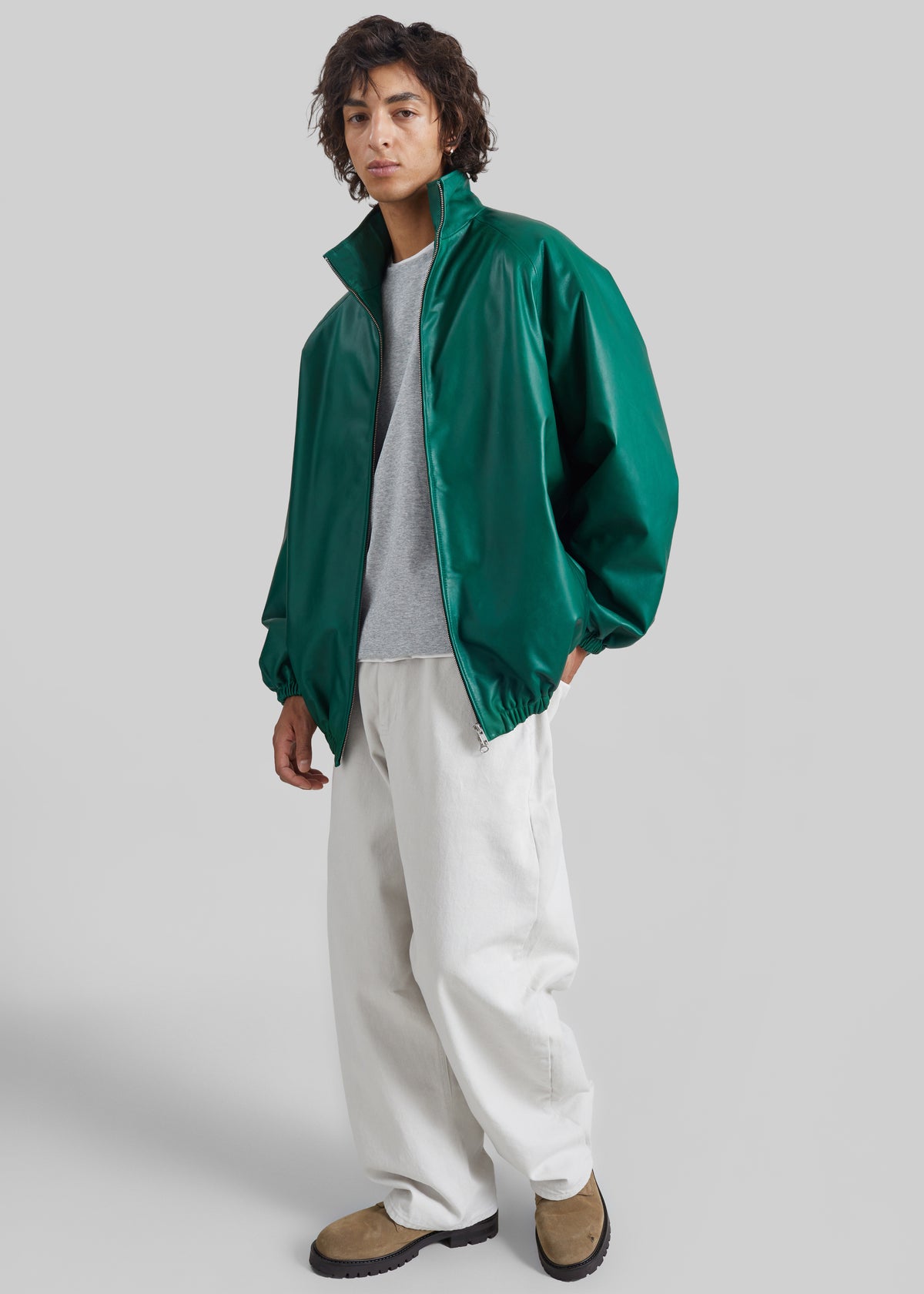 Baxter Leather Track Jacket - Green