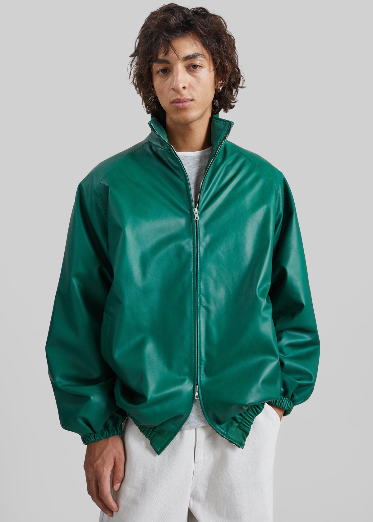 Baxter Leather Track Jacket - Green