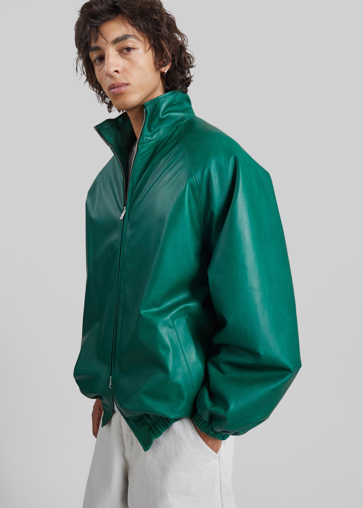 Baxter Leather Track Jacket - Green