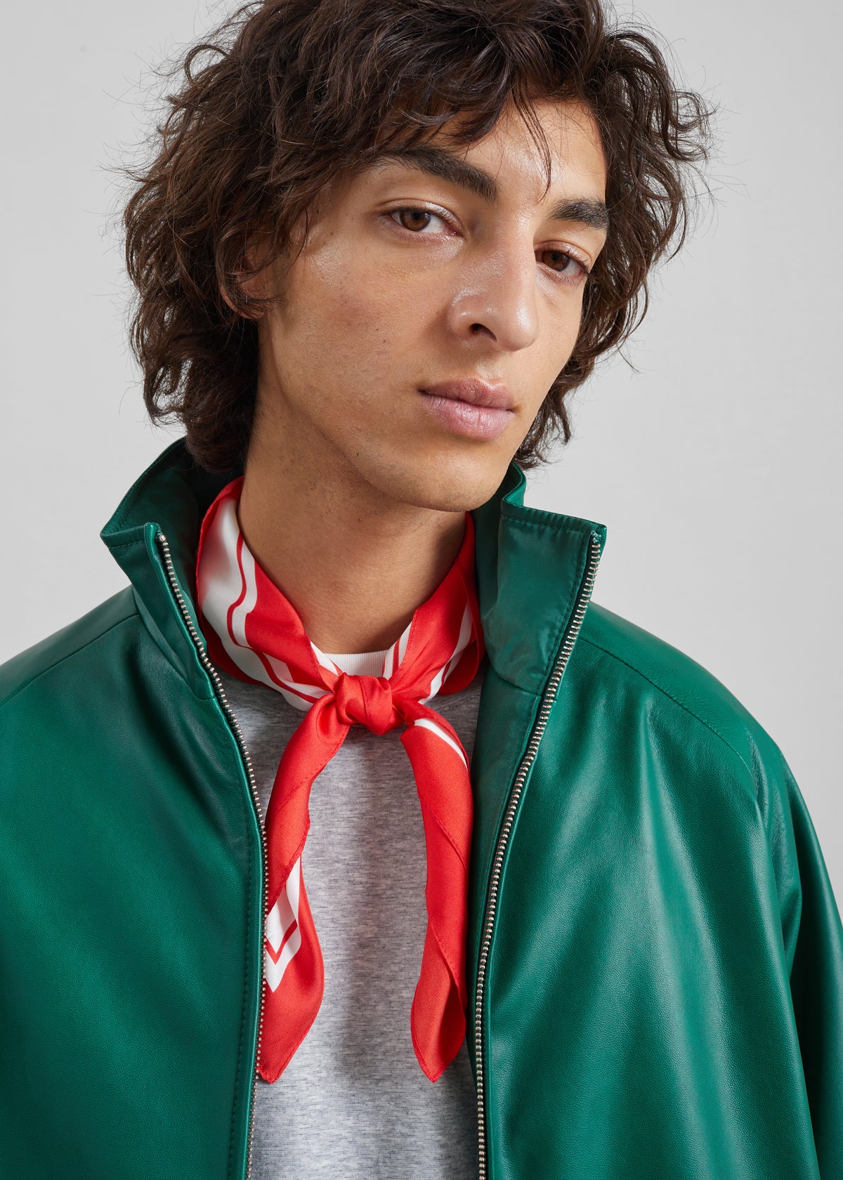 Baxter Leather Track Jacket - Green