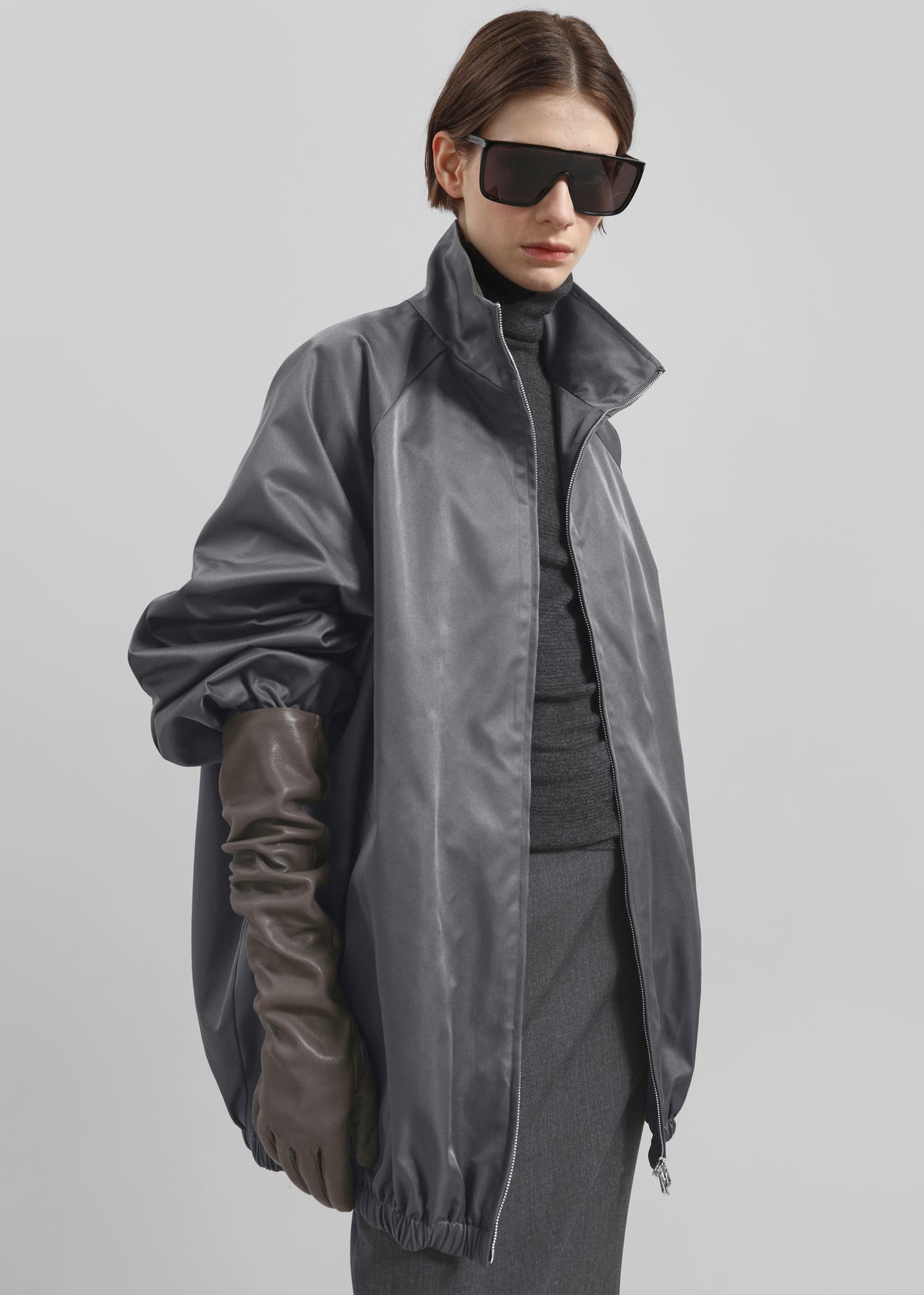 Baxter Lustrous Track Jacket - Grey - 5