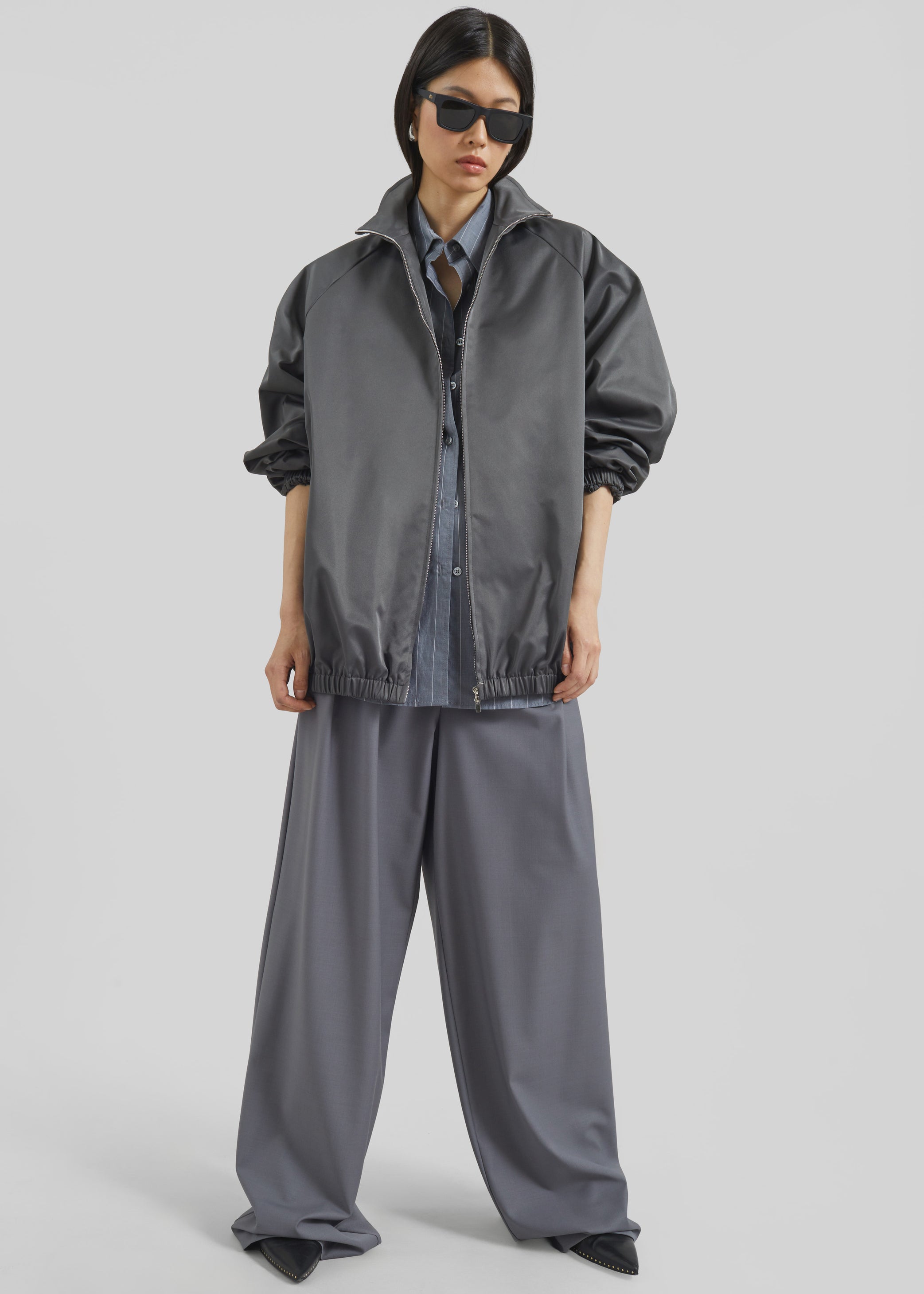 Shop the look image for Baxter Lustrous Track Jacket - Grey