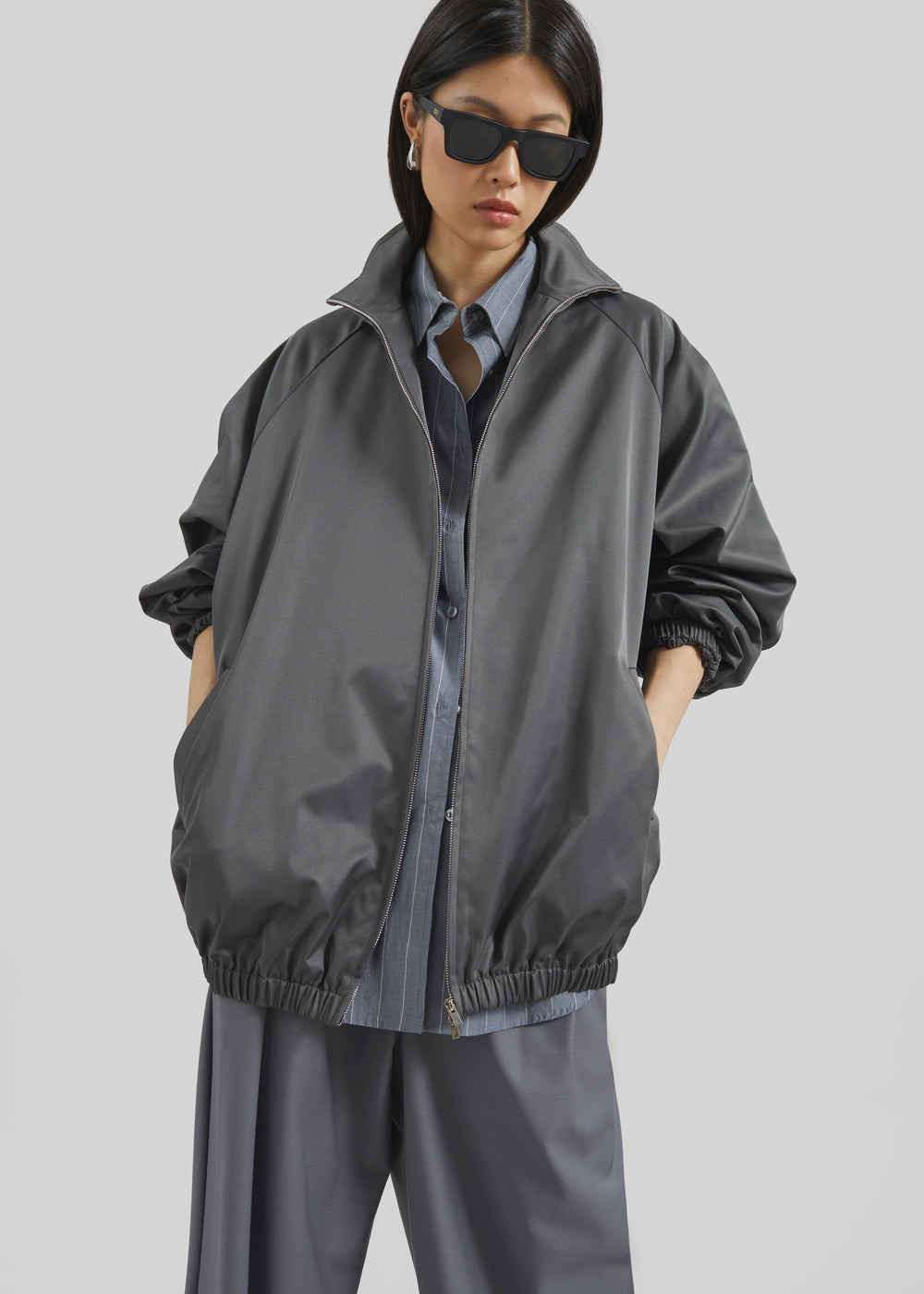 Baxter Lustrous Track Jacket - Grey - 1