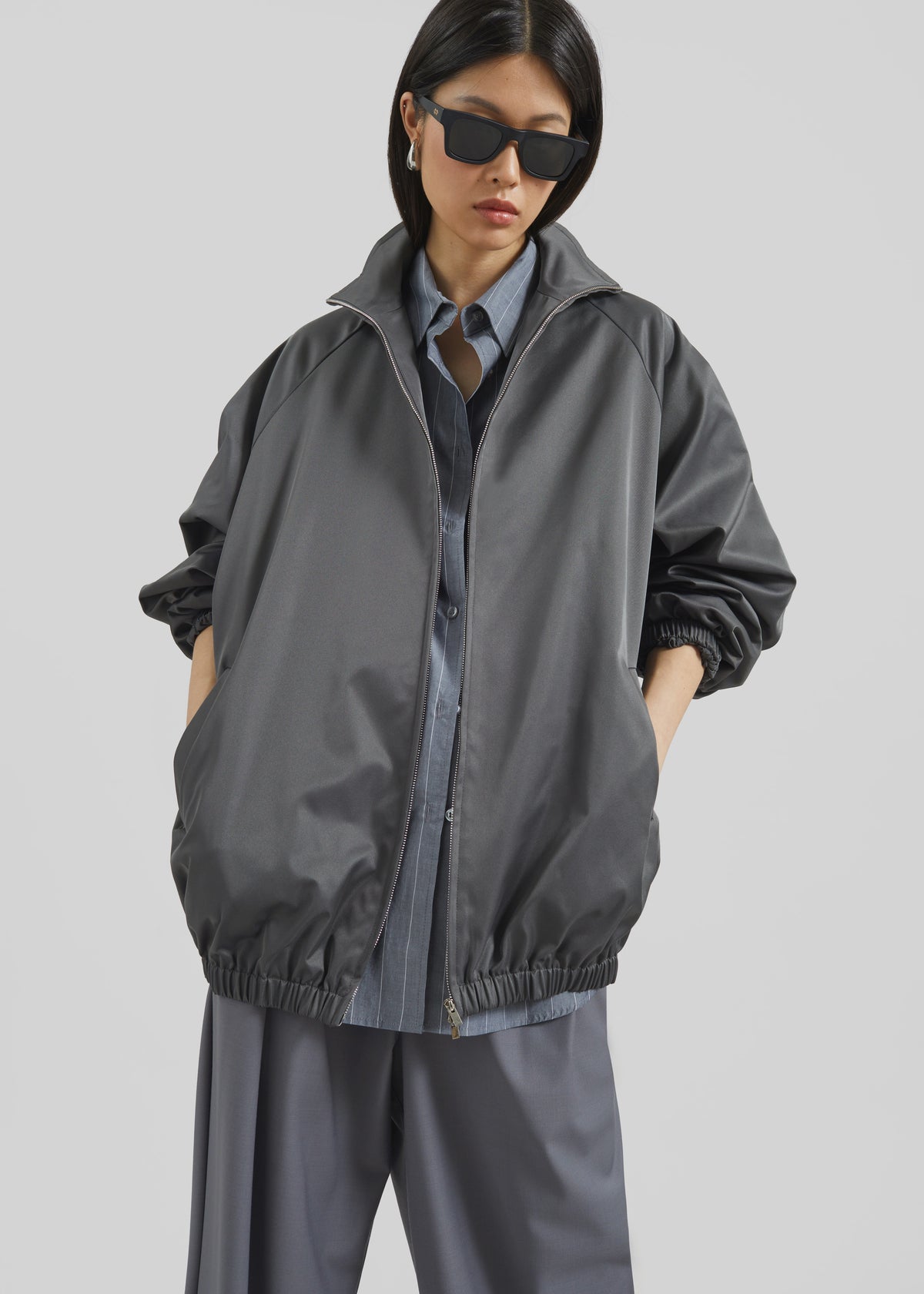 Baxter Lustrous Track Jacket - Grey - 2