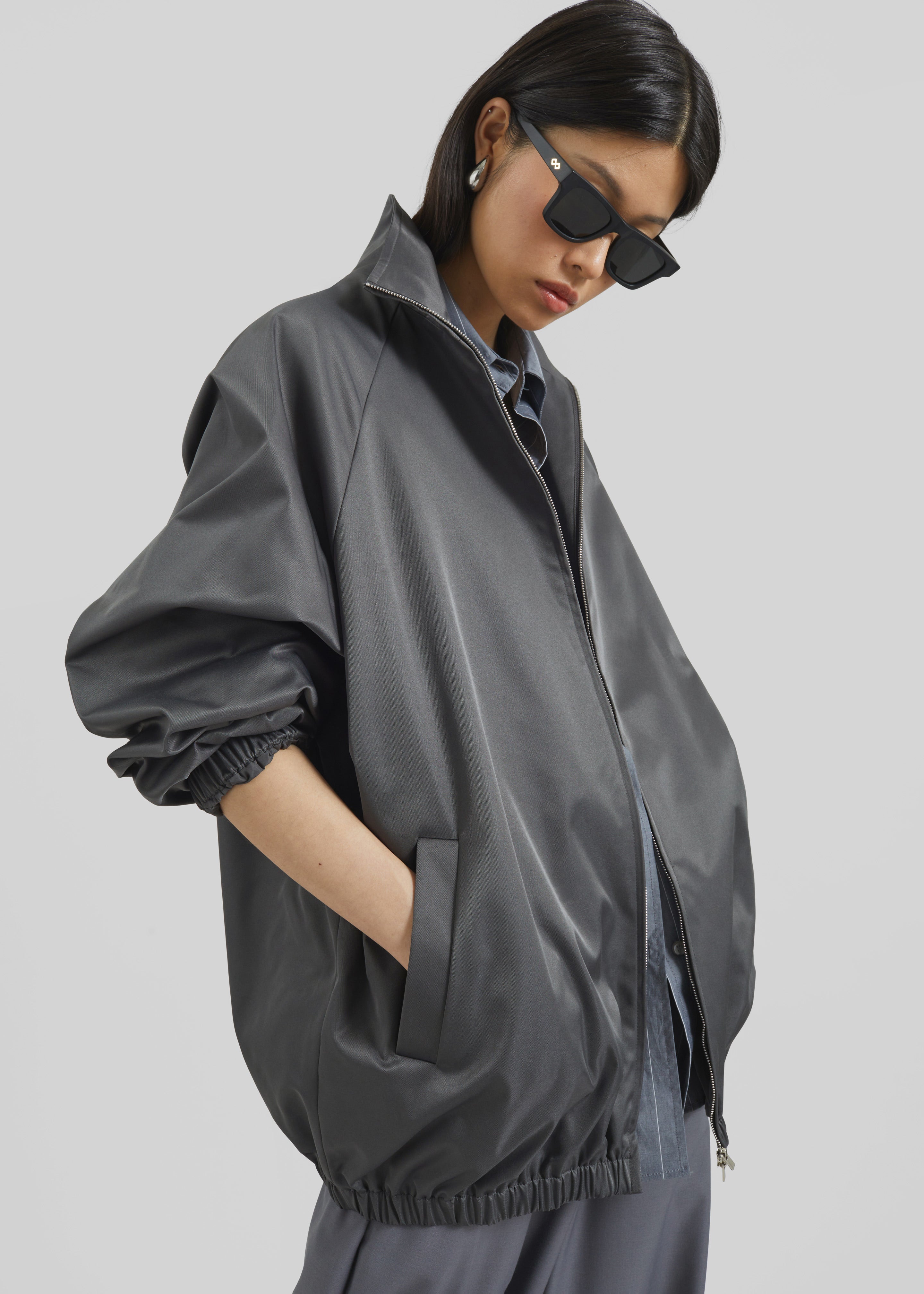 Baxter Lustrous Track Jacket - Grey – The Frankie Shop